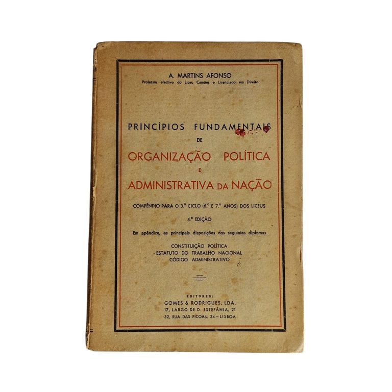 Princípios Fundamentais de Organização Política e Administrativa da Nação – A. Martins Afonso (4.ª Edição, 1946)