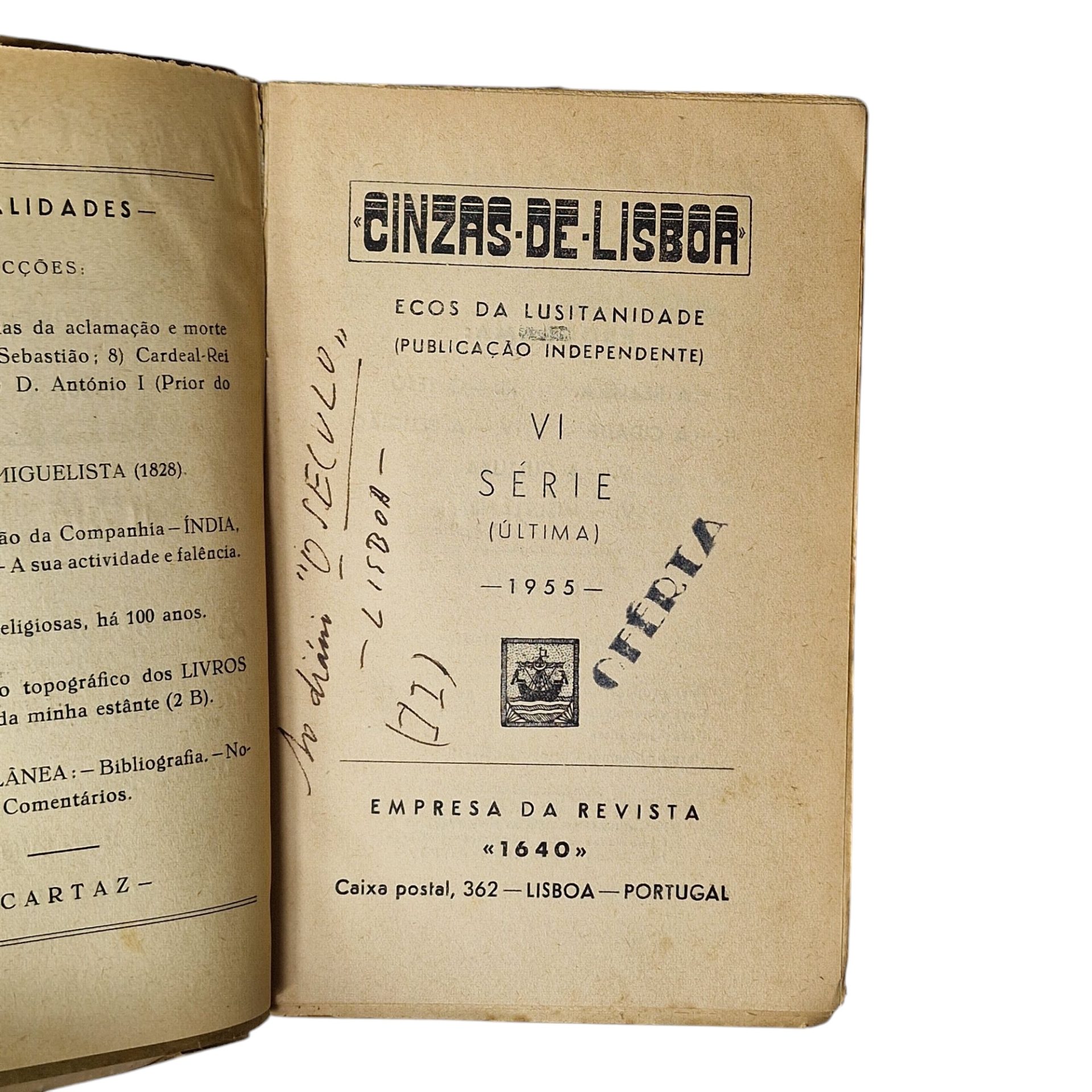 Cinzas de Lisboa – Sexta Série (Última) – Padre Manuel Ruela Pombo (1955)