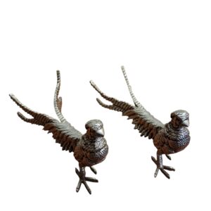 Par de Estatuetas Metálicas de Faisões