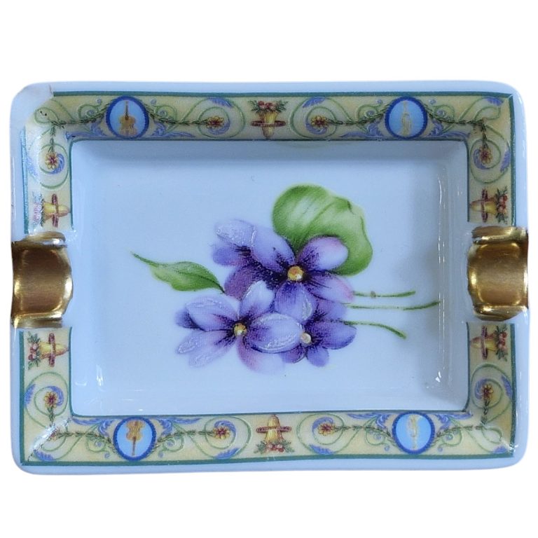 Cinzeiro floral em porcelana de Limoges – Atelier du Tabalou