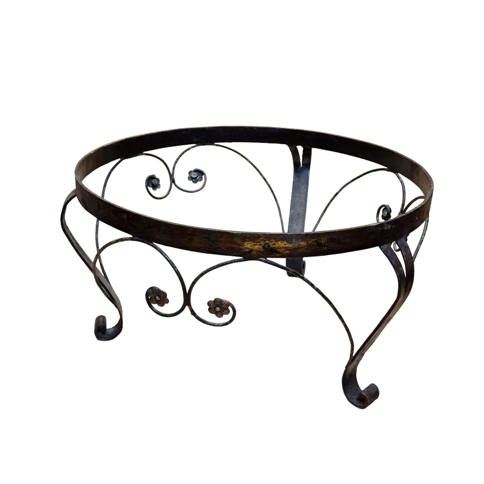 Braseiro em cobre com suporte em ferro forjado