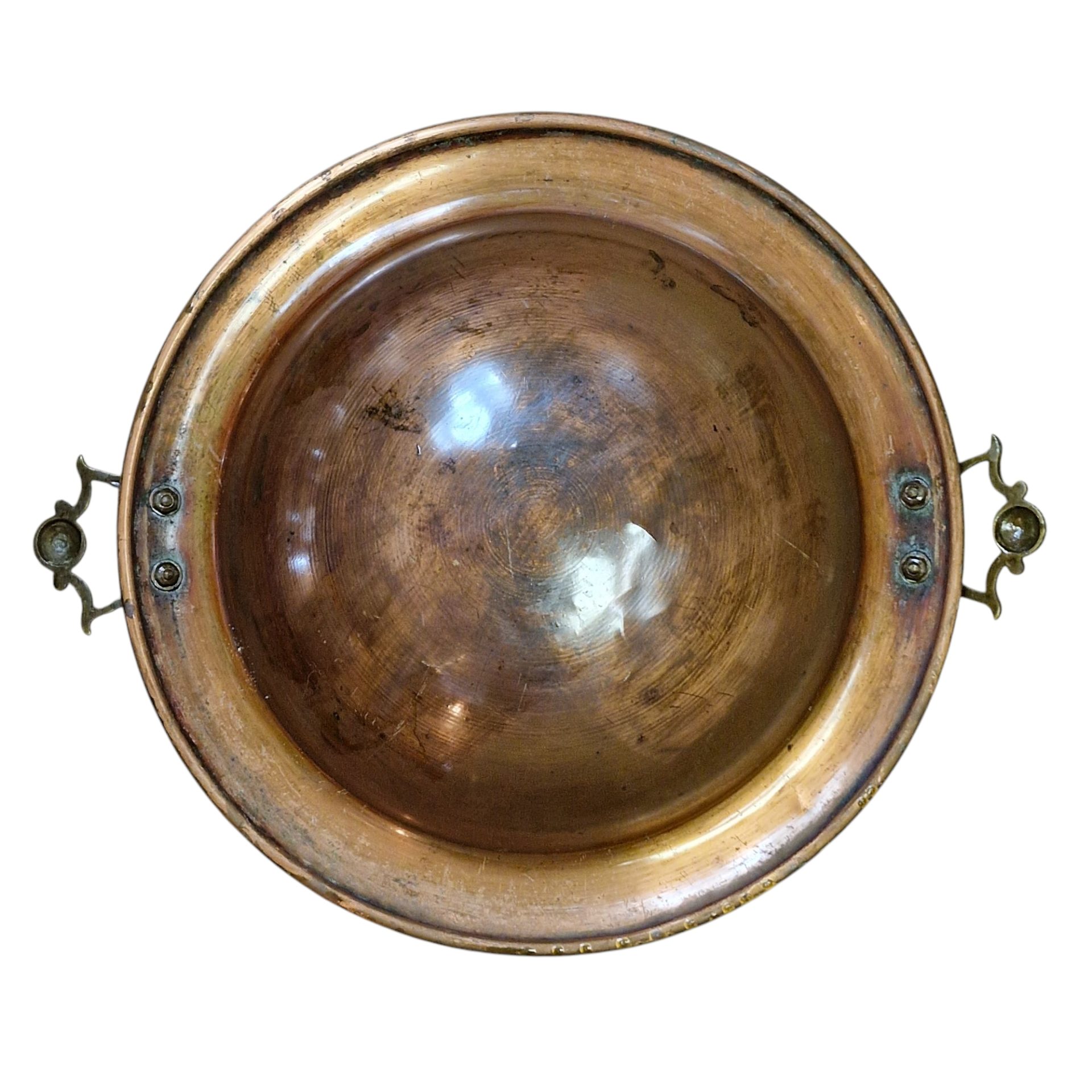 Braseiro em cobre com suporte em ferro forjado