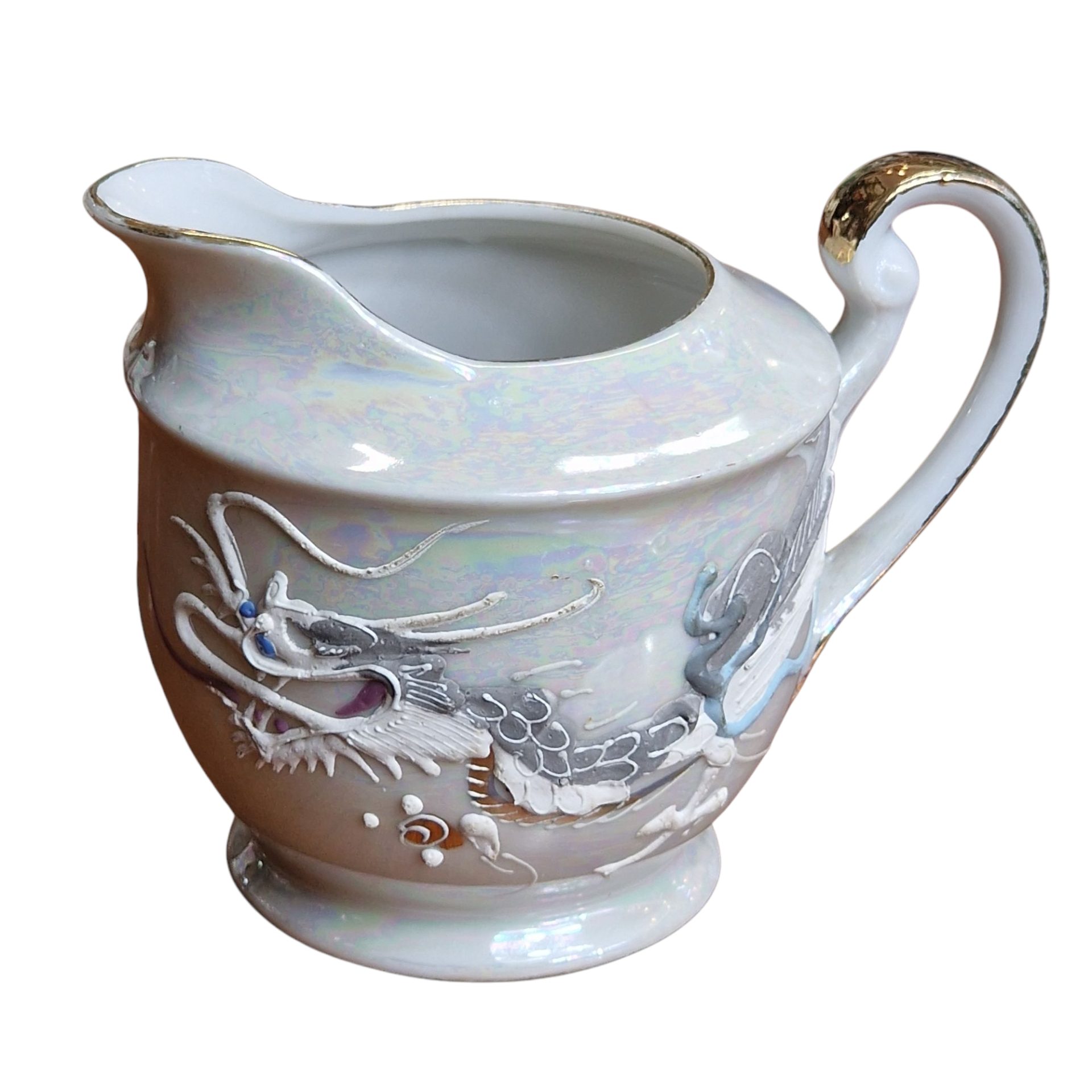 Conjunto japonês de chá com motivo de dragão e gueixa em lithophane– Maruku China