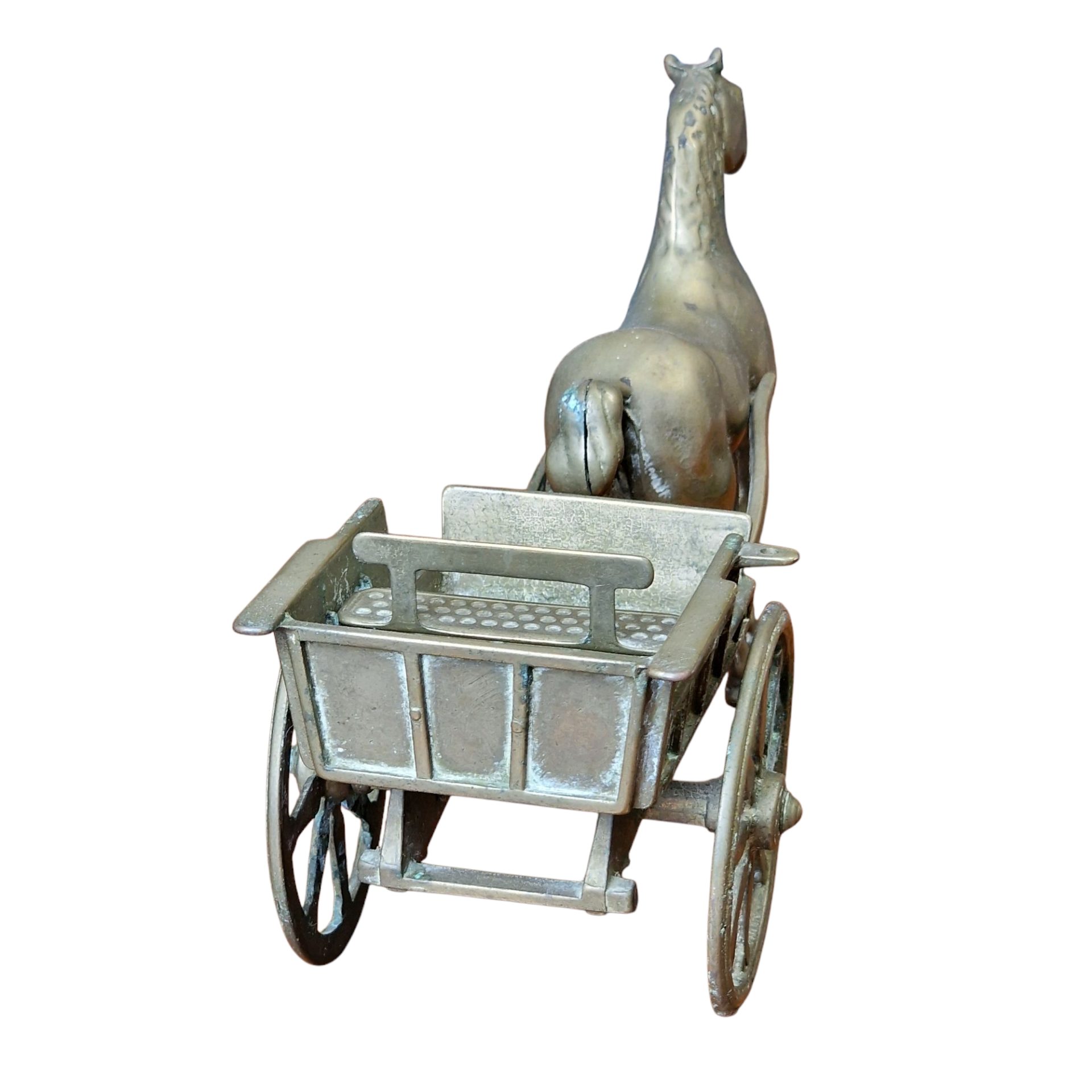 Estátua decorativa cavalo e carroça em metal fundido – Itália