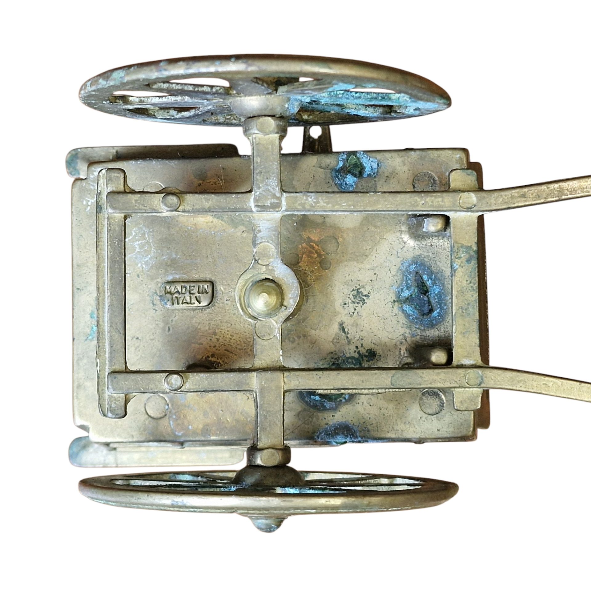 Estátua decorativa cavalo e carroça em metal fundido – Itália