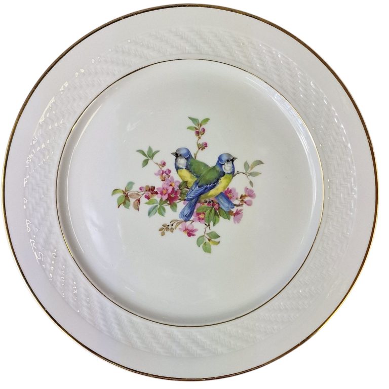 Prato decorativo Vista Alegre – Coimbra S.P. com pássaros e flores – 34cm