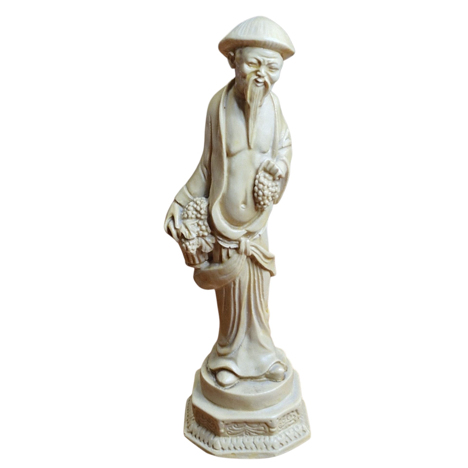 Estatueta de monge oriental colhendo uvas – marfinite