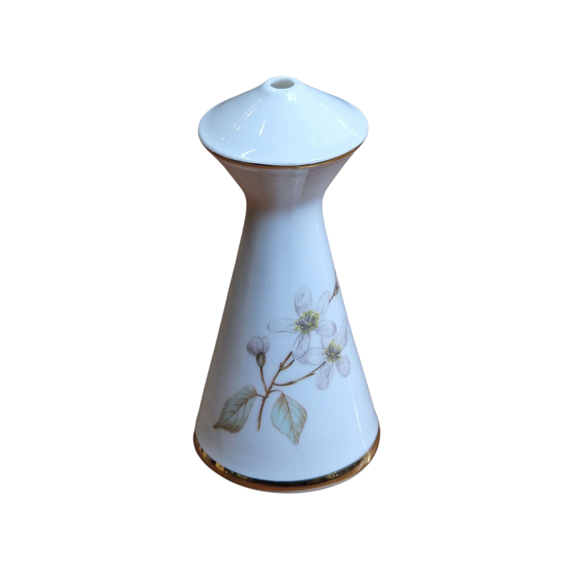 Paliteiro em porcelana branca com dourado – Coimbra S.P., Portugal