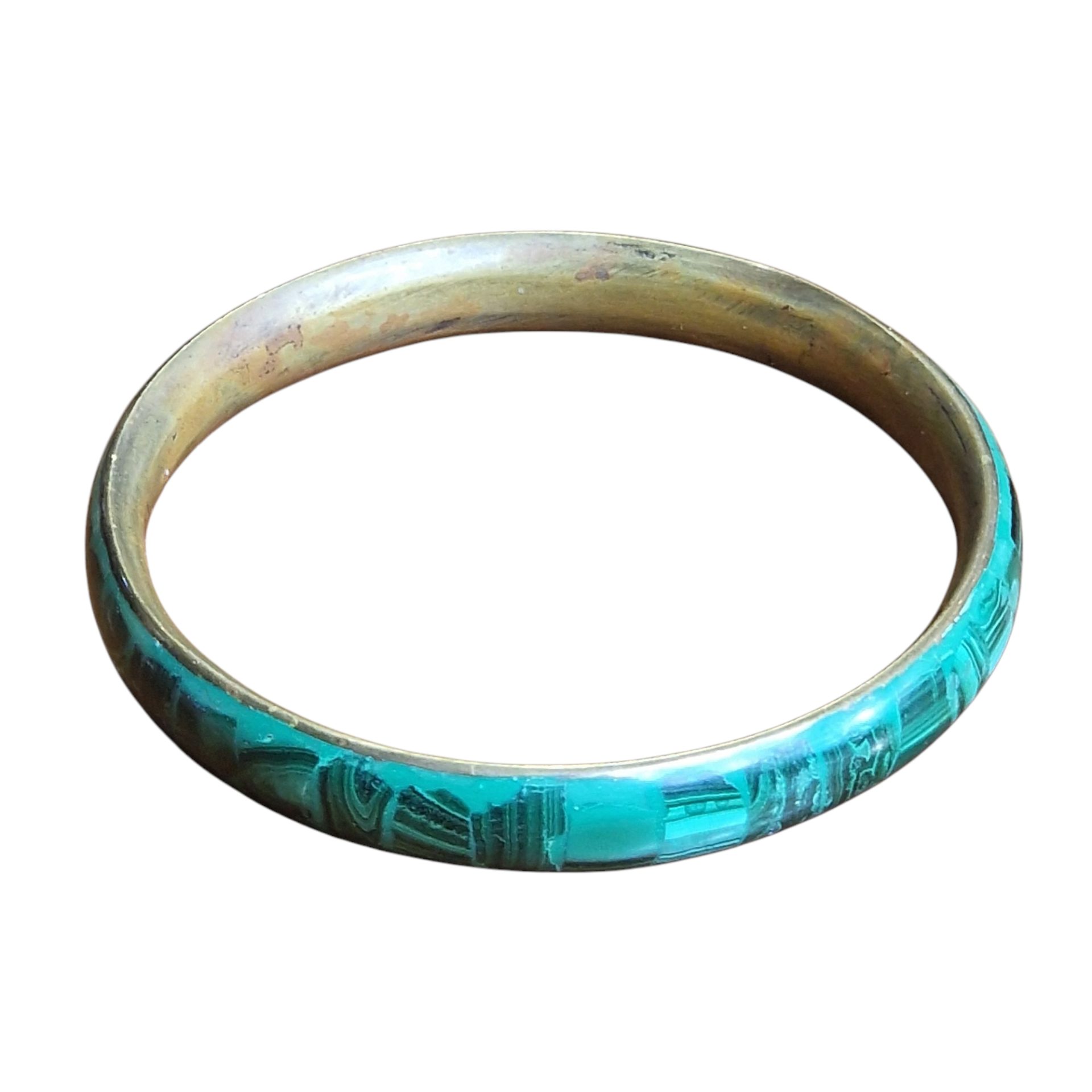 Pulseira em malaquite e latão