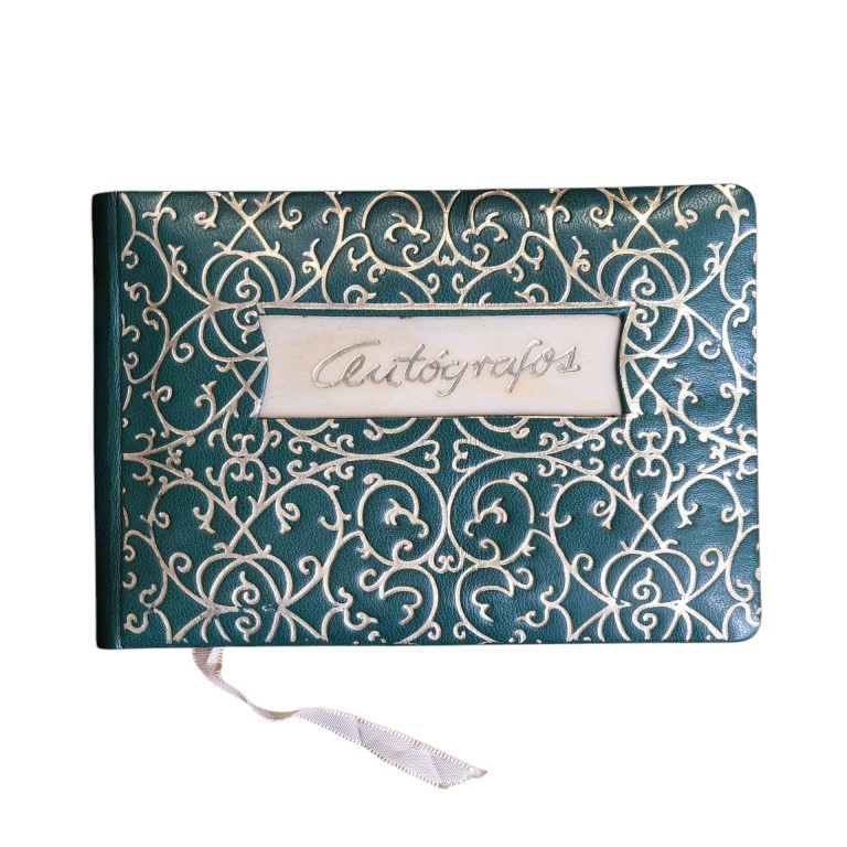 Livro de Autógrafos com Capa Ornamental Verde