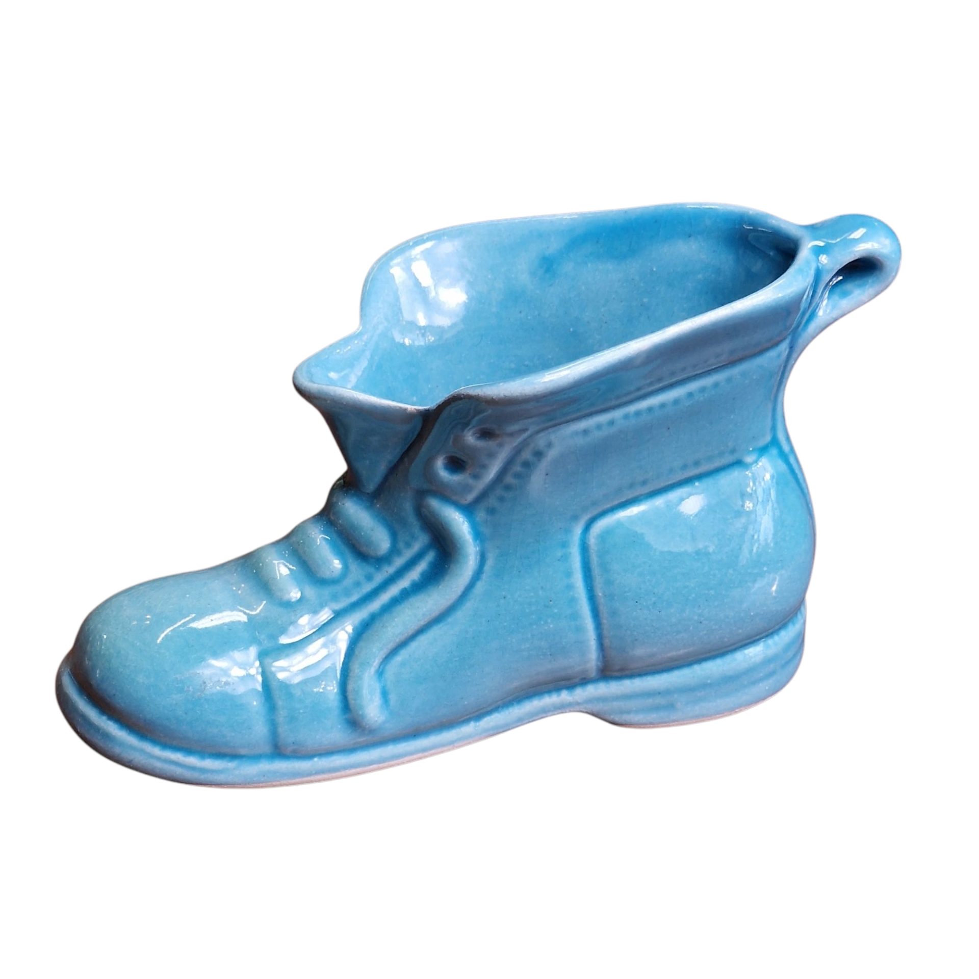 Bota decorativa em cerâmica azul – peça utilitária e decorativa