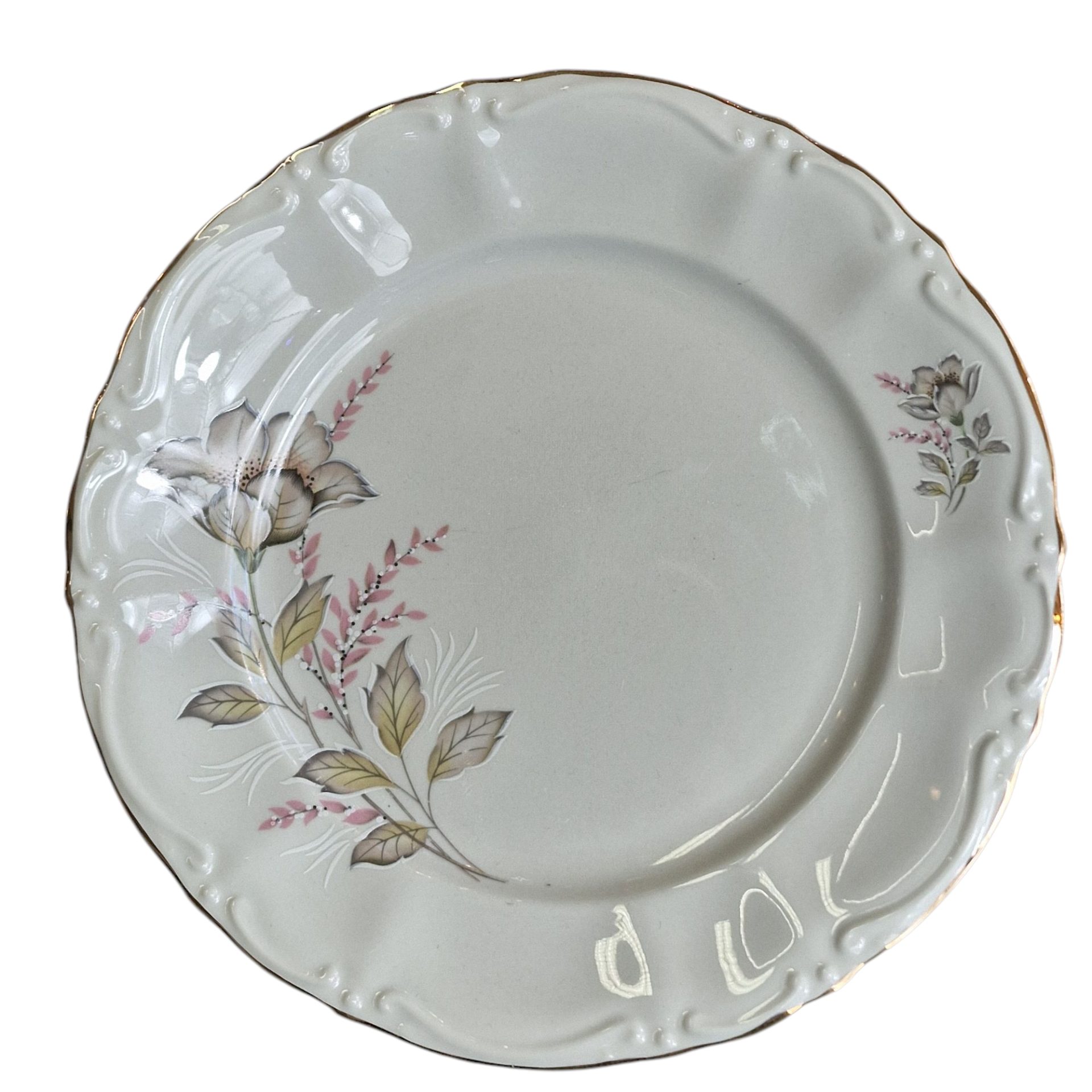 Prato decorativo em porcelana com flores e filete dourado – Manifattura Porcellane Royal CP
