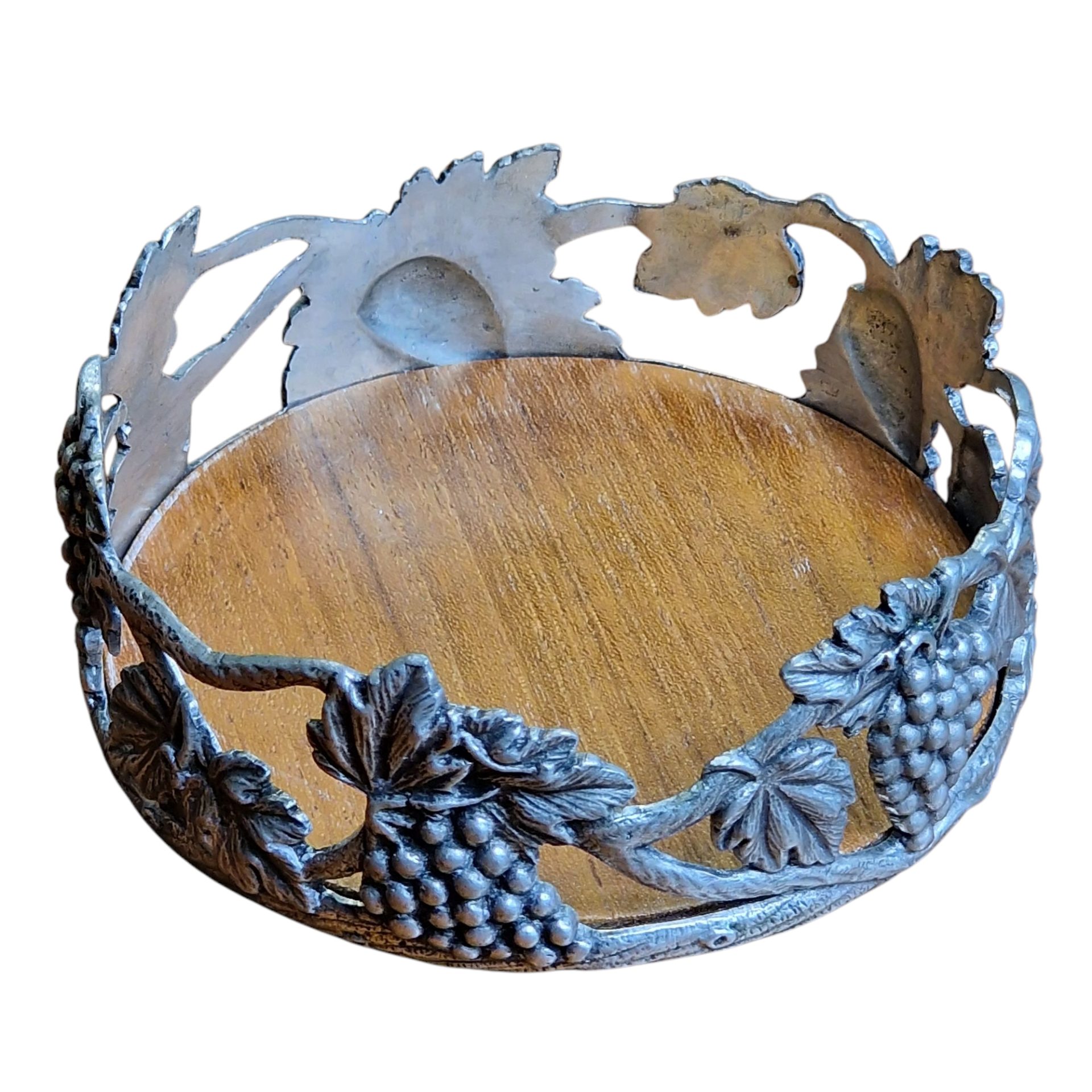 Suporte para garrafa de vinho em estanho 95% Royal com base em madeira