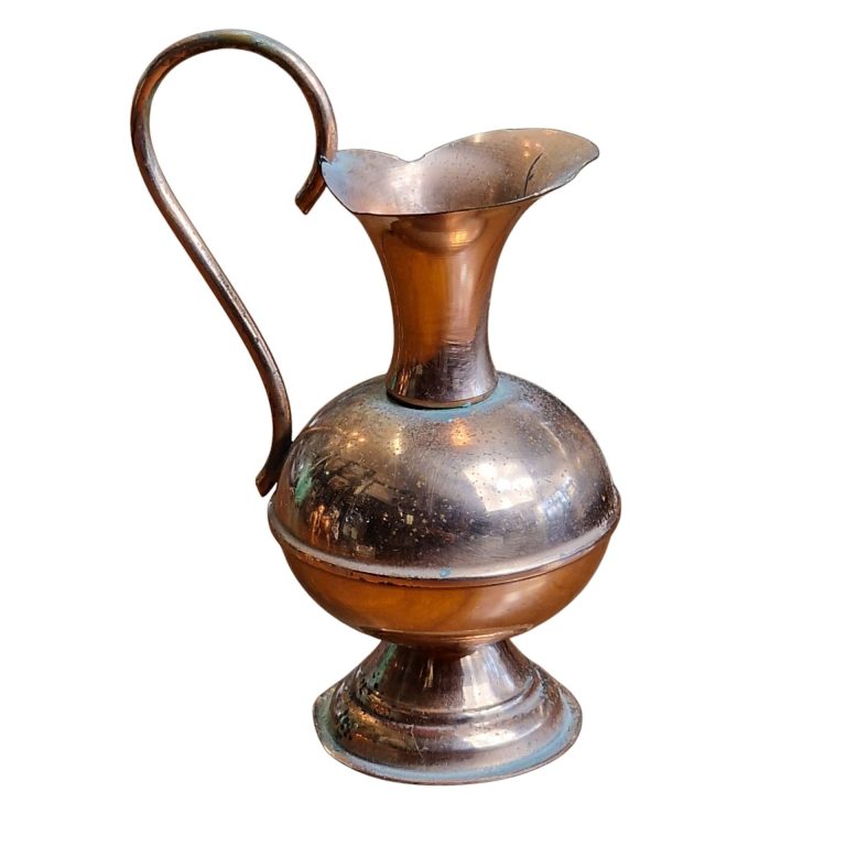 Jarra decorativa em cobre com asa curvilínea 11cm