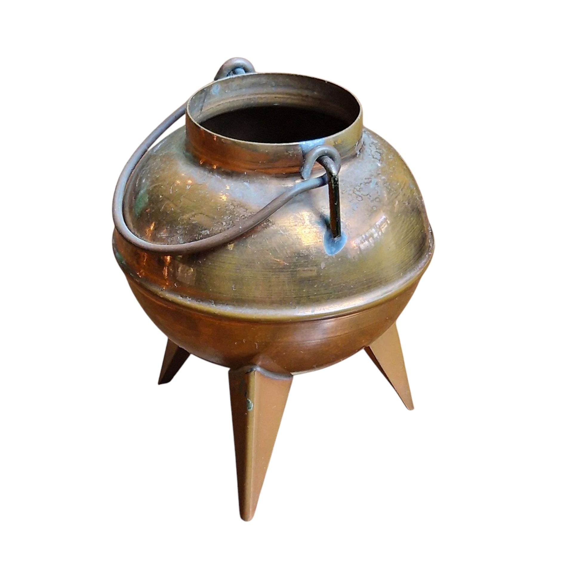Caldeirão decorativo em cobre com três pés