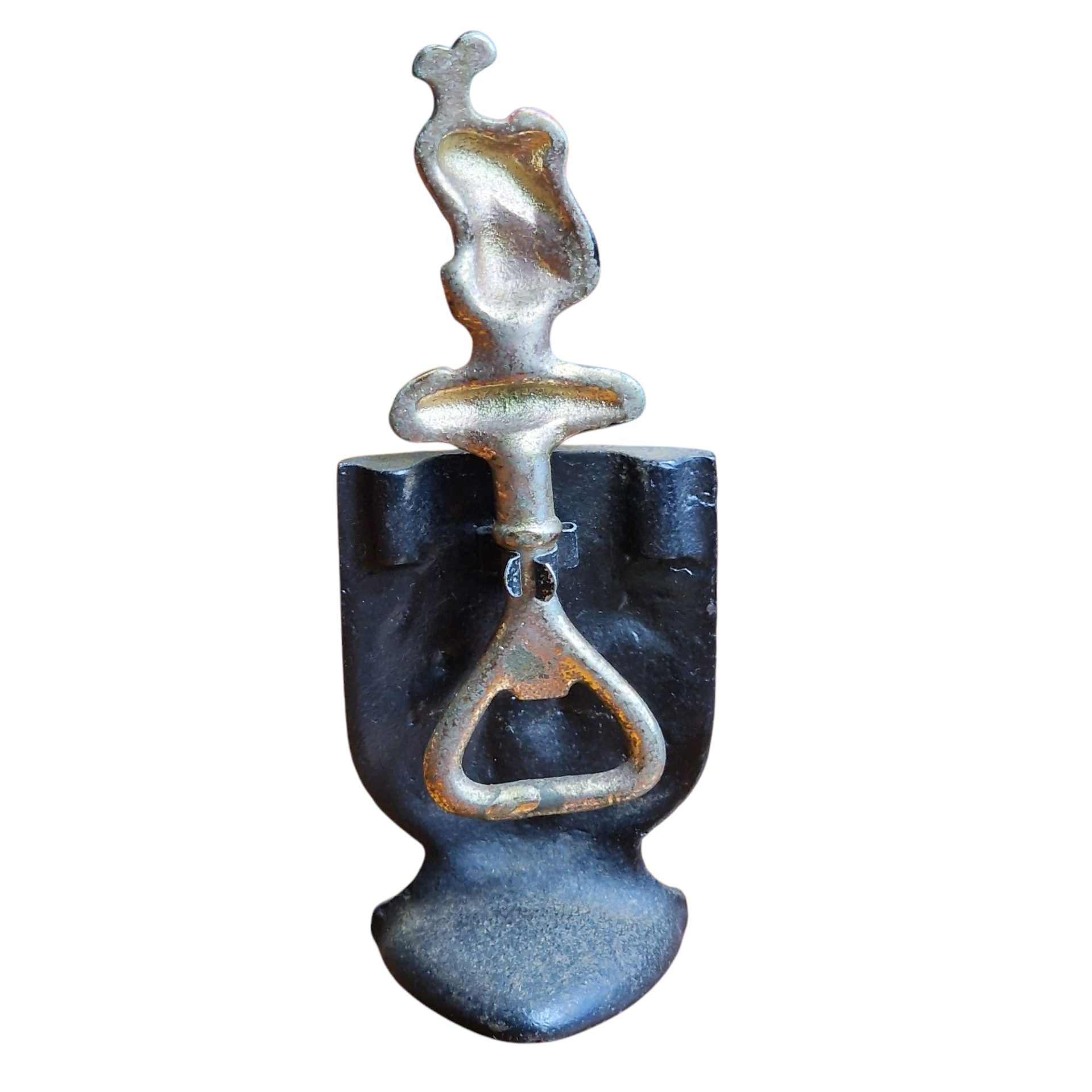 Abre-caricas com suporte heráldico em metal pintado