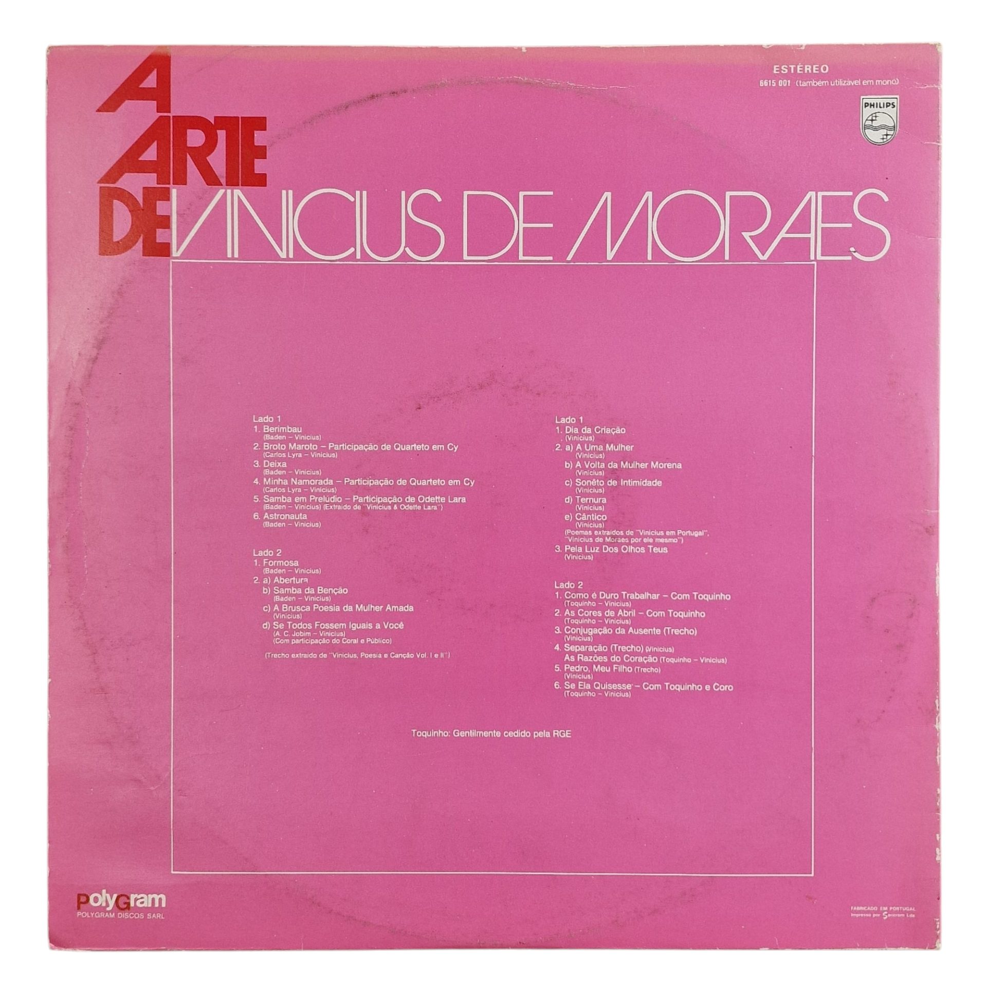 A Arte de Vinicius de Moraes (70s) Duplo Vinil