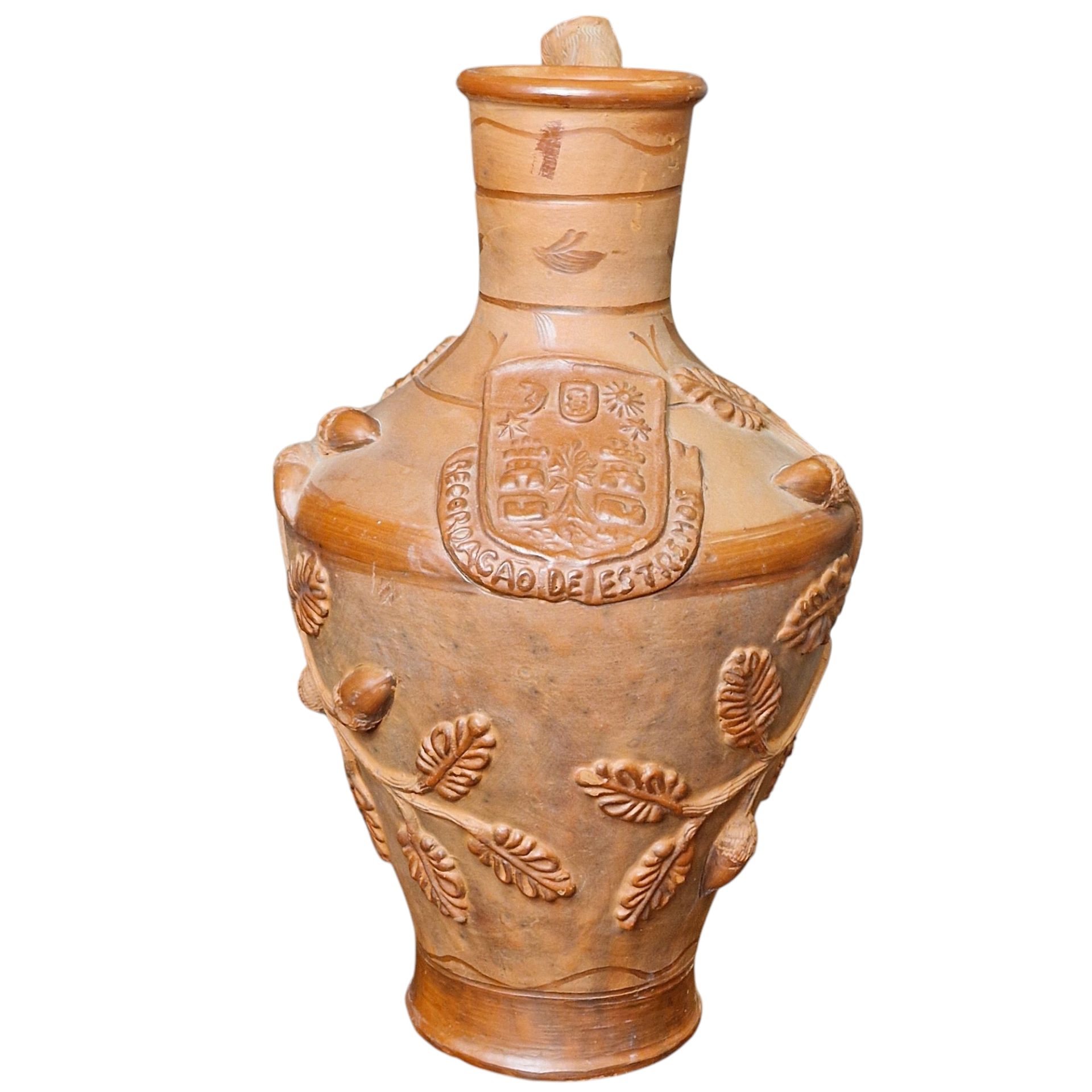Jarra ânfora artesanal em barro com decoração de bolotas – Recordação de Estremoz - 36cm