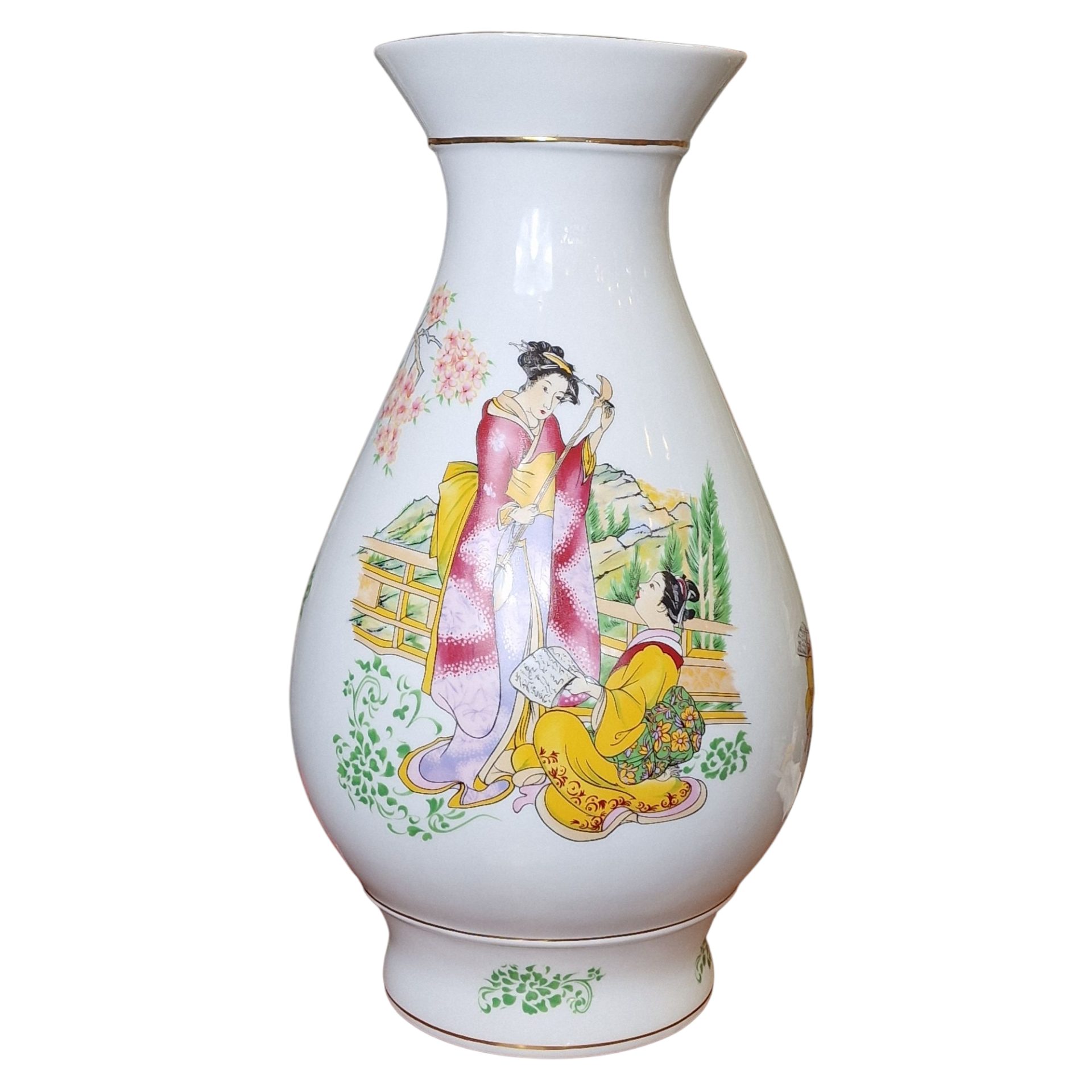 Jarra decorativa Ben Capper com cenas orientais – porcelana inglesa pintada à mão