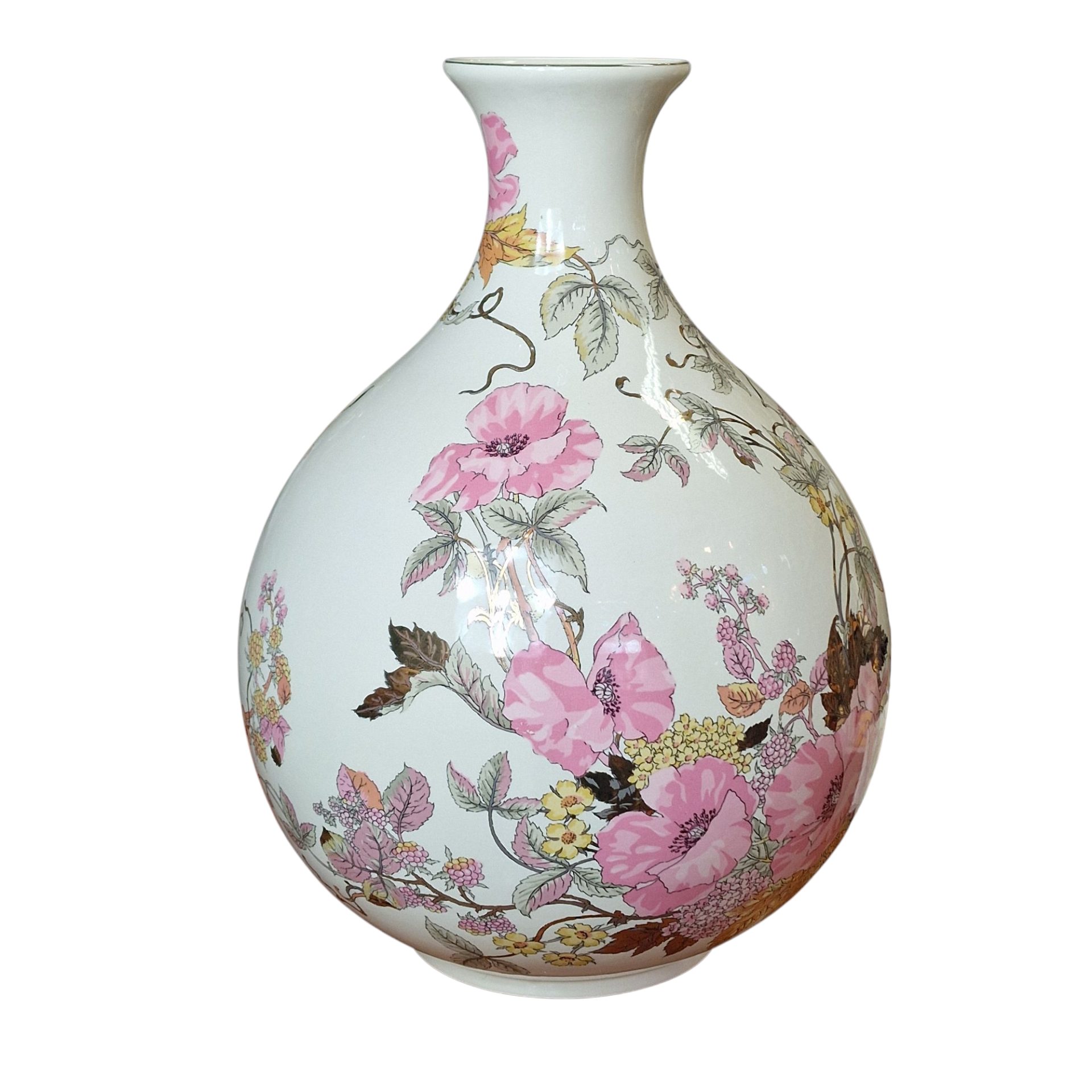 Jarra em Porcelana com Motivo Floral Rosa – Panda - 40 cm