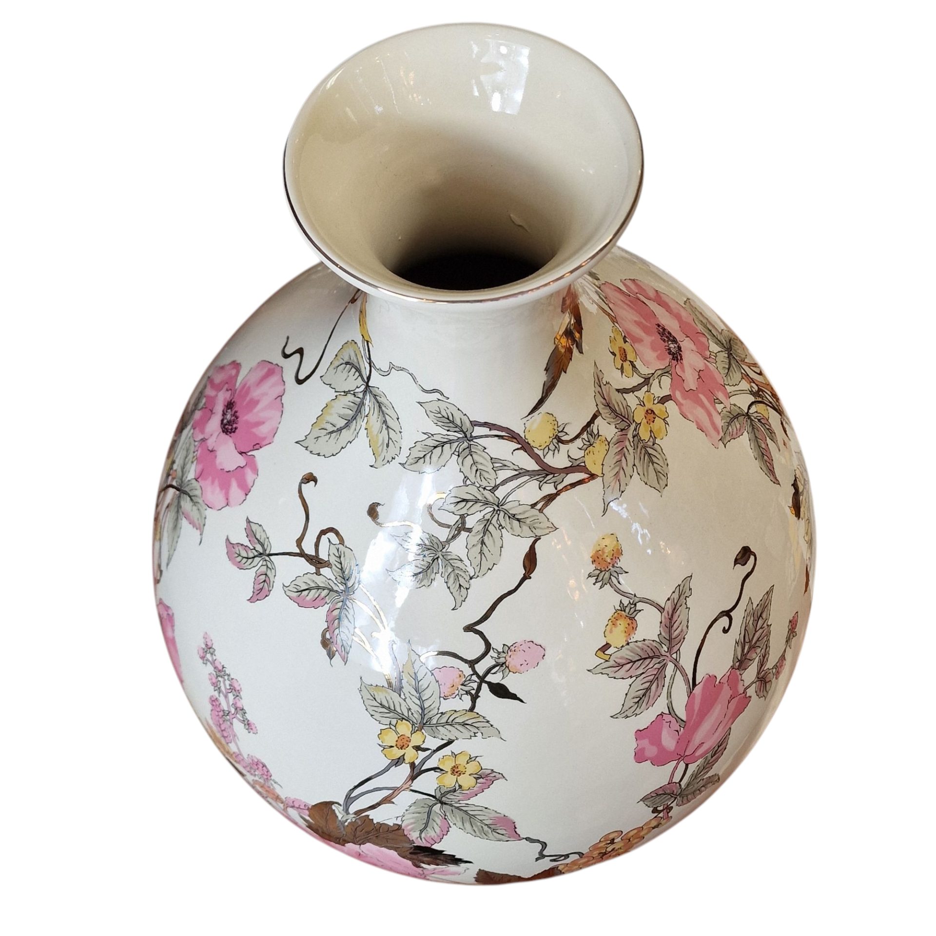 Jarra em Porcelana com Motivo Floral Rosa – Panda - 40 cm