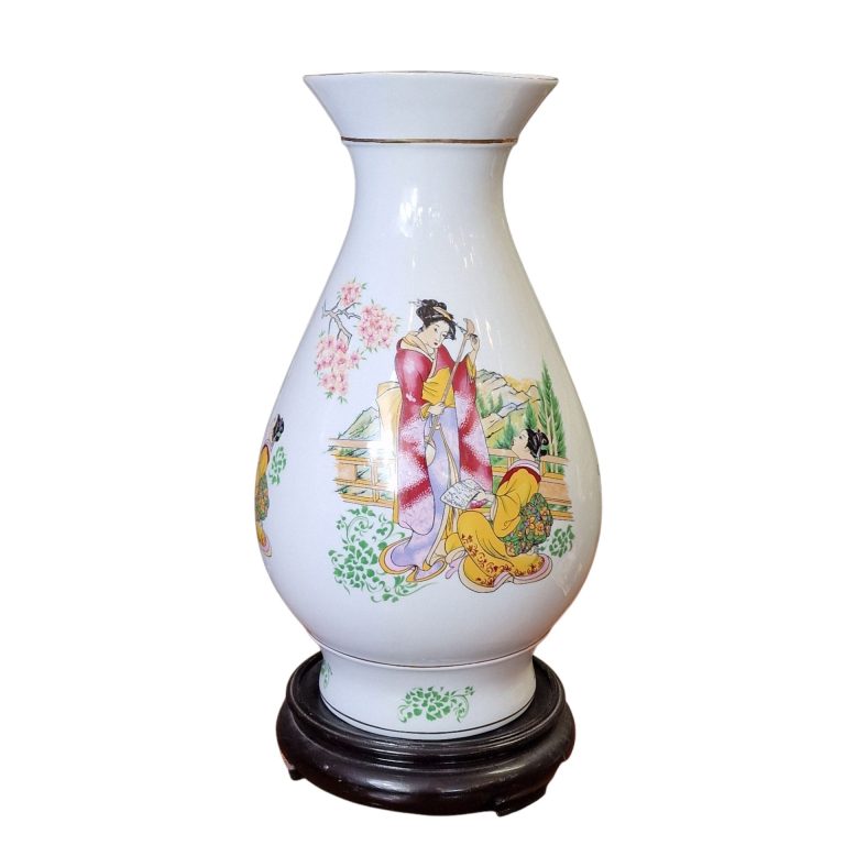 Jarra decorativa Ben Capper com cenas orientais – porcelana inglesa pintada à mão – 47cm