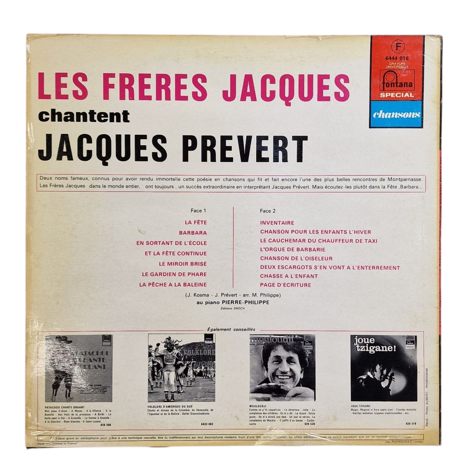 Les Frères Jacques - Les Frères Jacques chantent Prévert