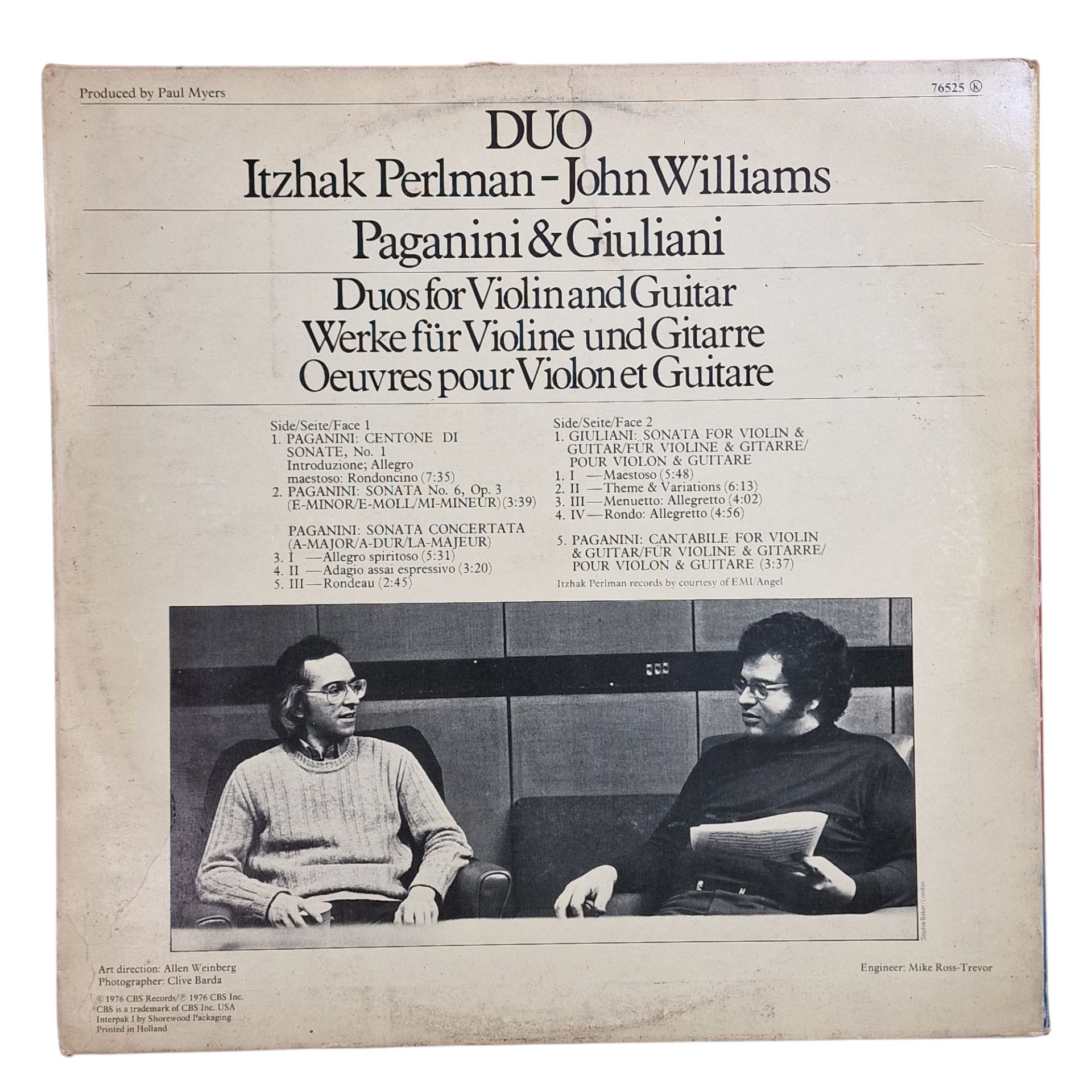 Itzhak Perlman - John Williams - Paganini & Giuliani: Duos for Violin and Guitar (1976)
