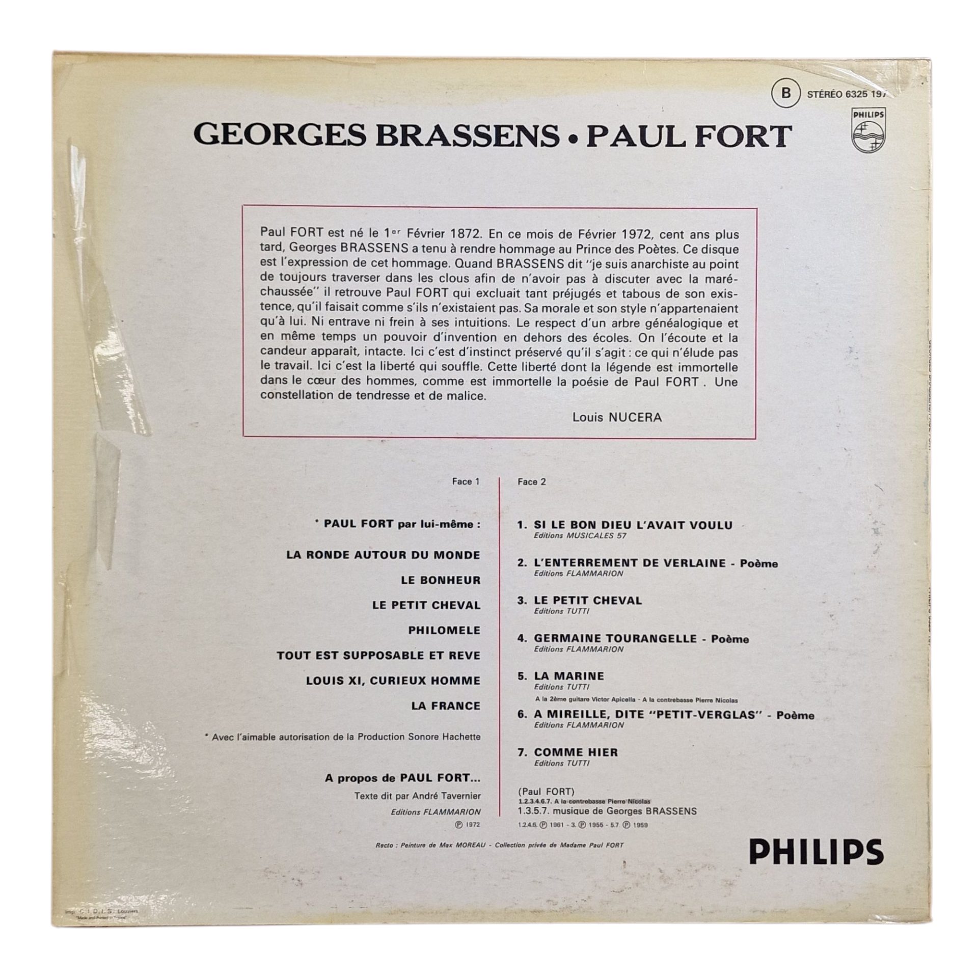 Georges Brassens - Paul Fort - Poèmes dits par l’auteur et Georges Brassens (1972)