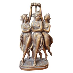 Estátua decorativa das Três Graças em resina bronzeada