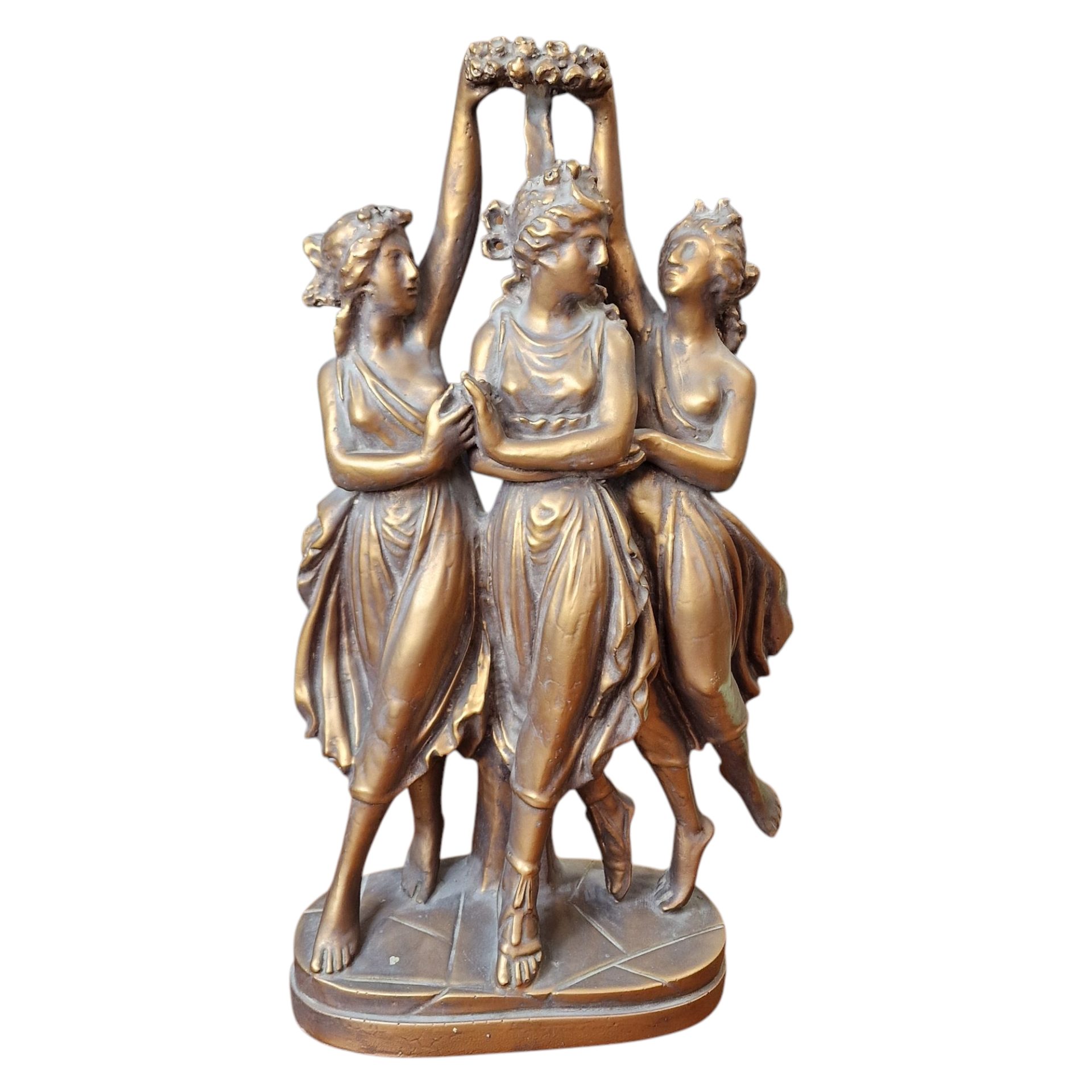 Estátua decorativa das Três Graças em resina bronzeada