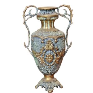 Jarra Ânfora Decorativa em Metal Ornamentado