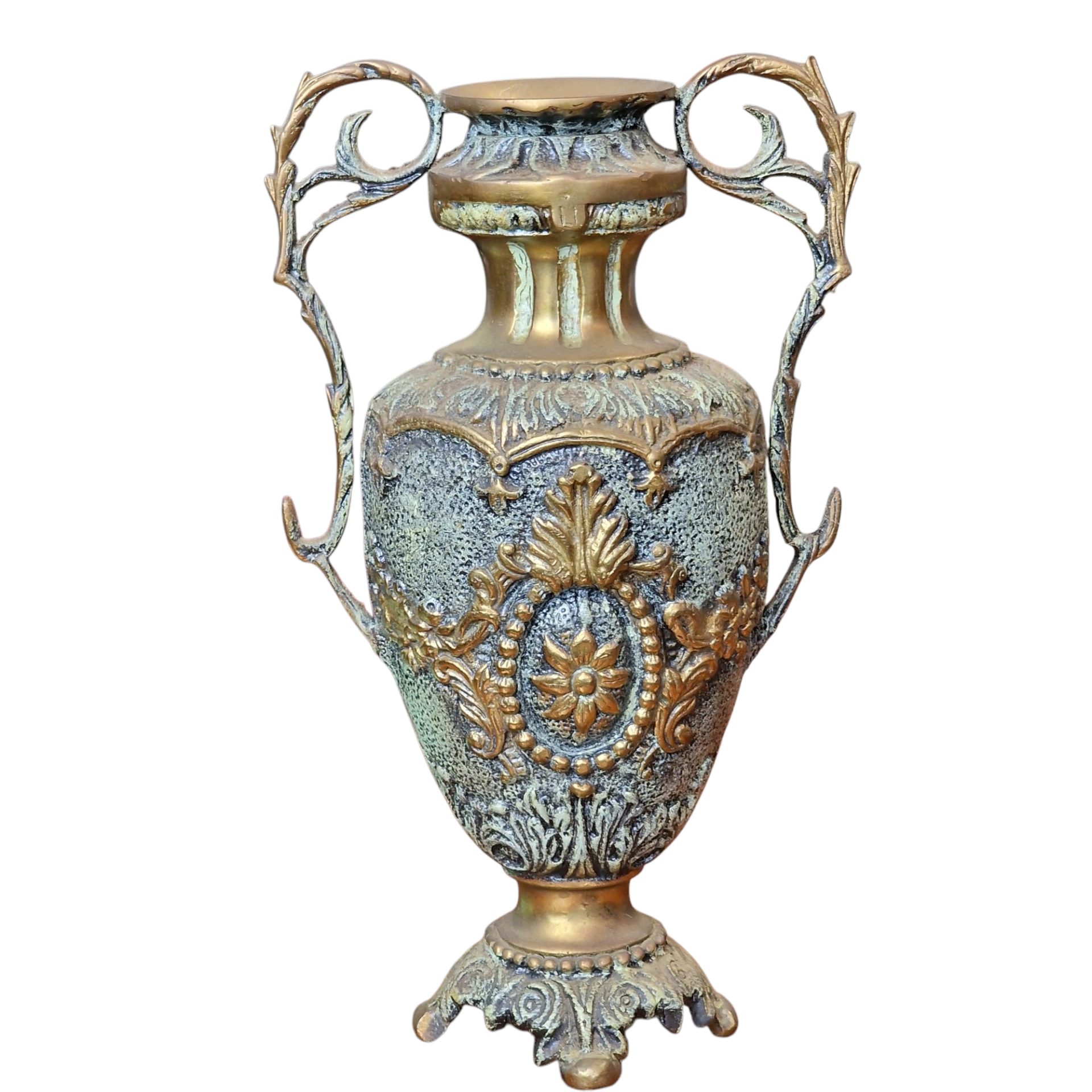 Jarra Ânfora Decorativa em Metal Ornamentado