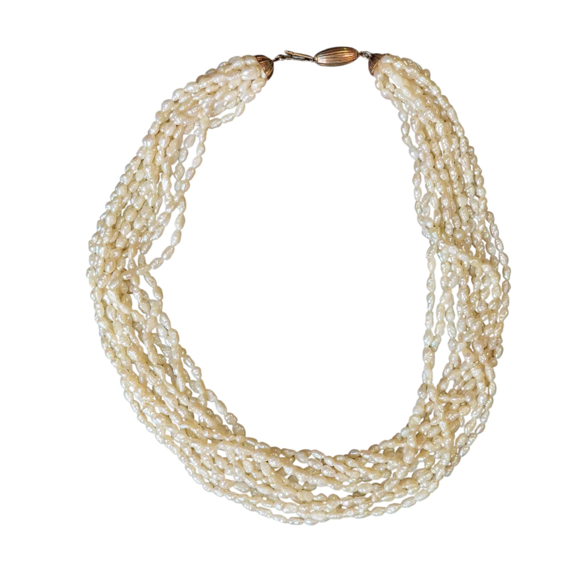 Colar Multivias em Pérolas de Água Doce com Fecho em Prata 925