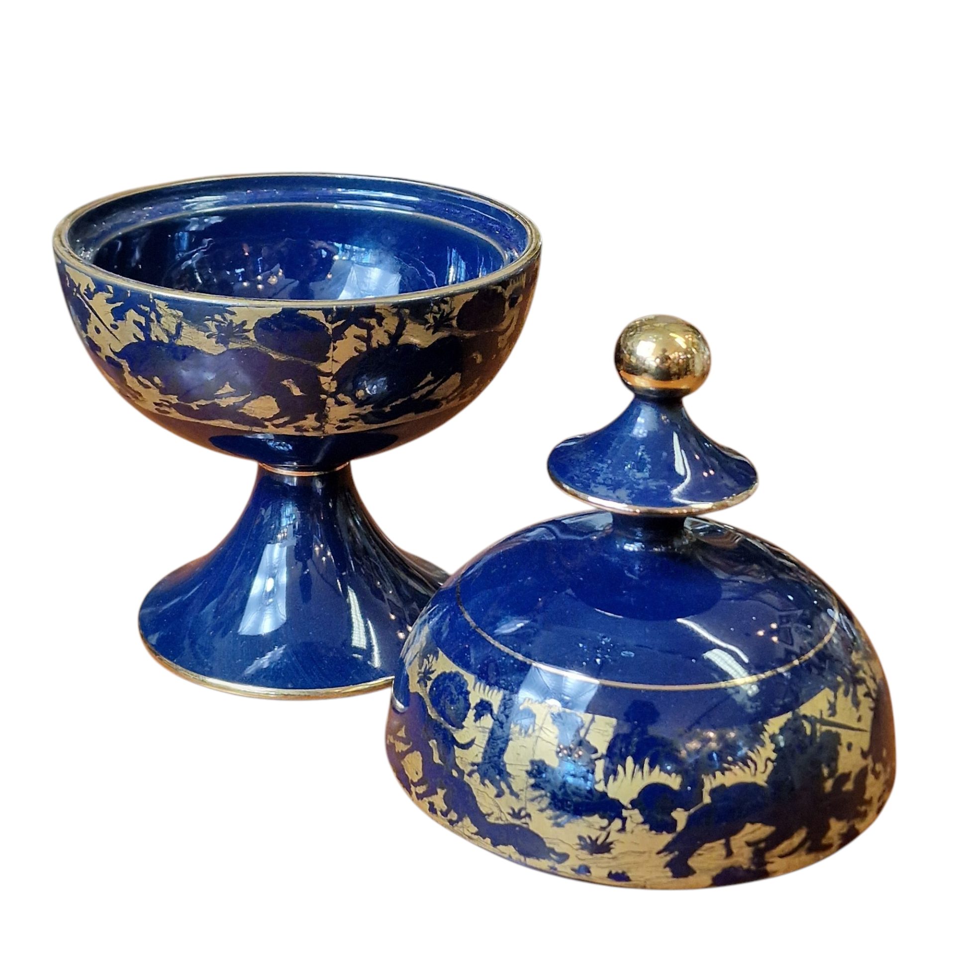 Pote cerâmico azul com cenas douradas – Il Verrocchio, Florença, Itália