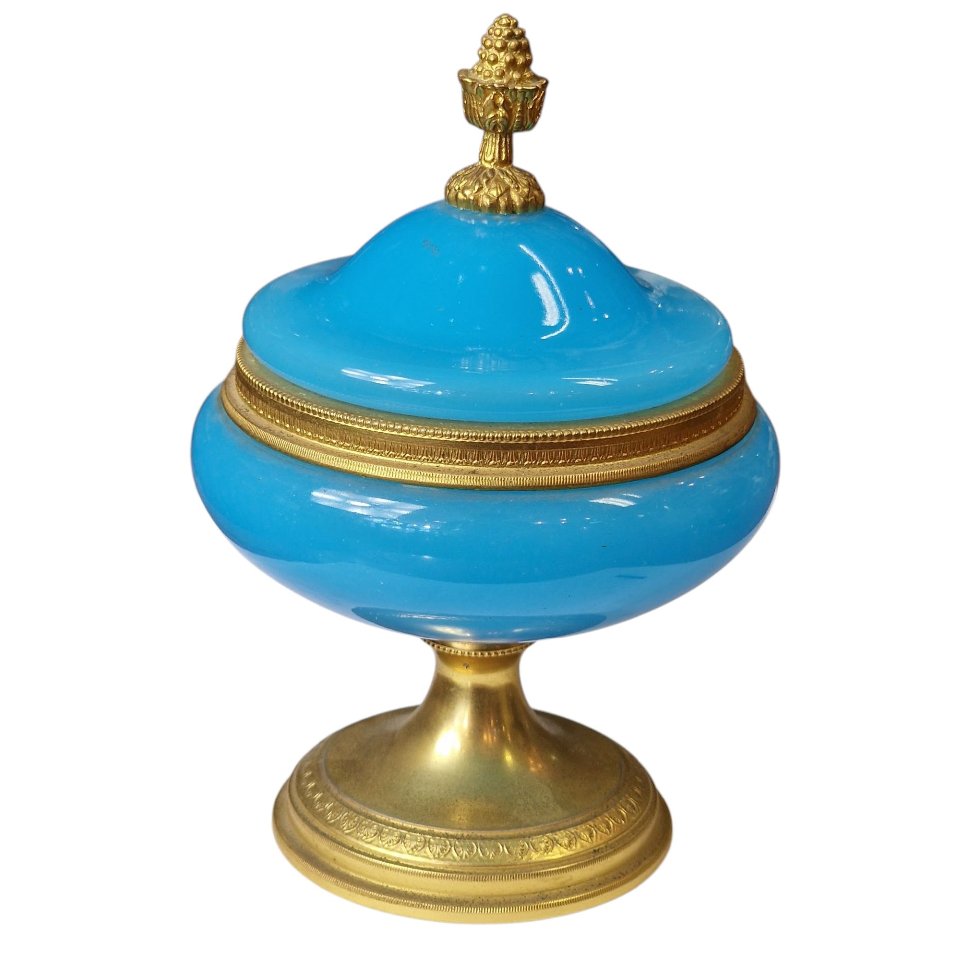 Pote decorativo azul com base dourada – Made in Italy