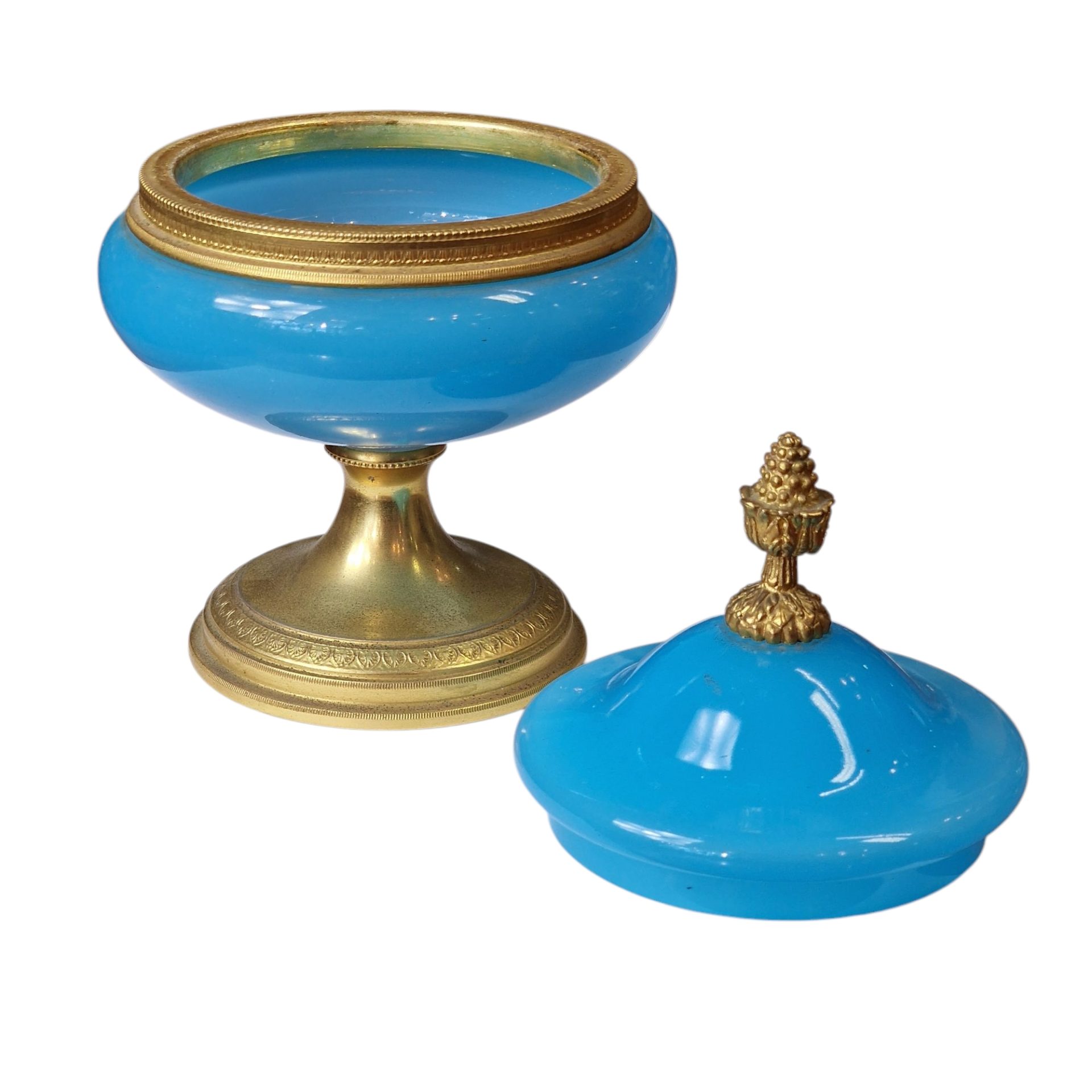 Pote decorativo azul com base dourada – Made in Italy