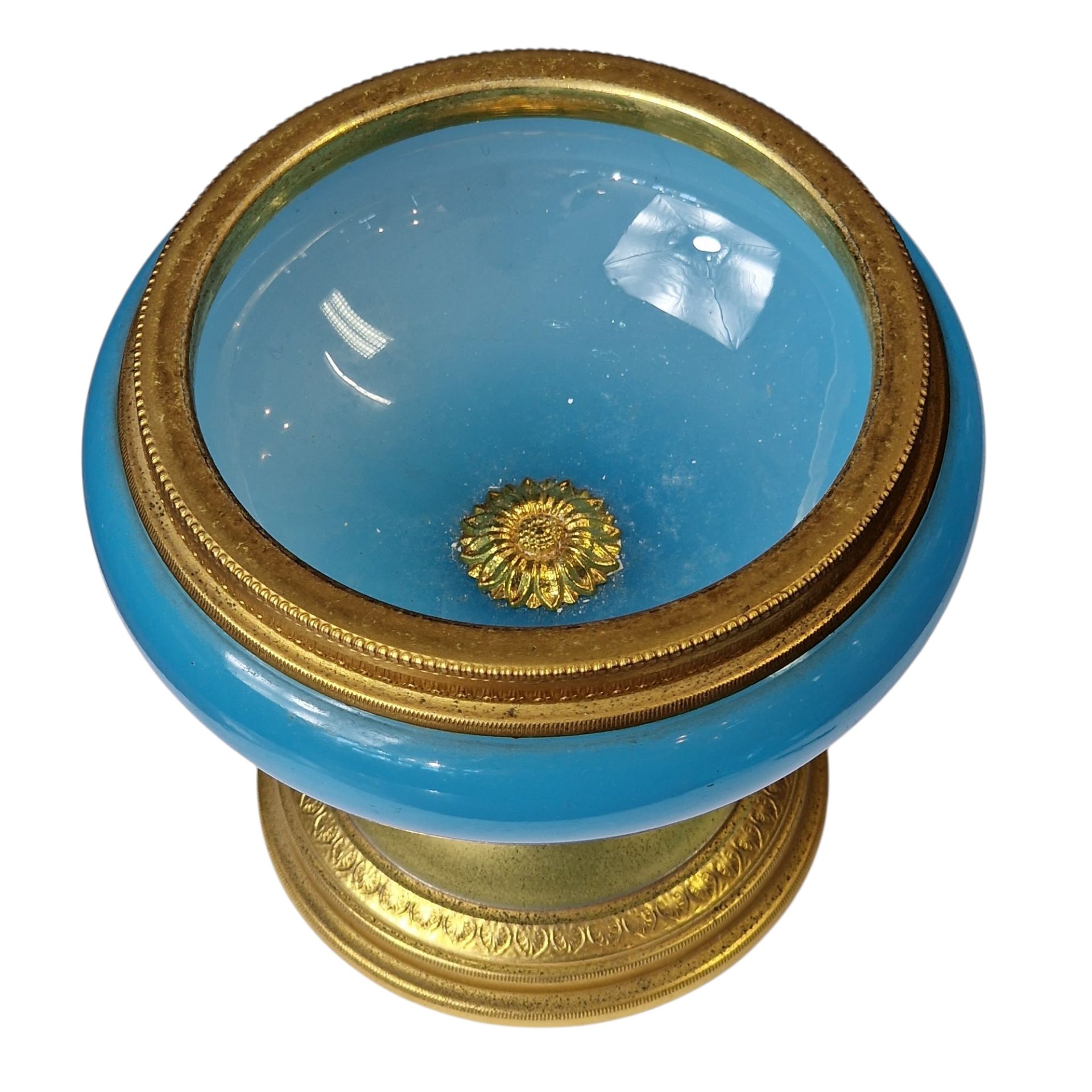 Pote decorativo azul com base dourada – Made in Italy