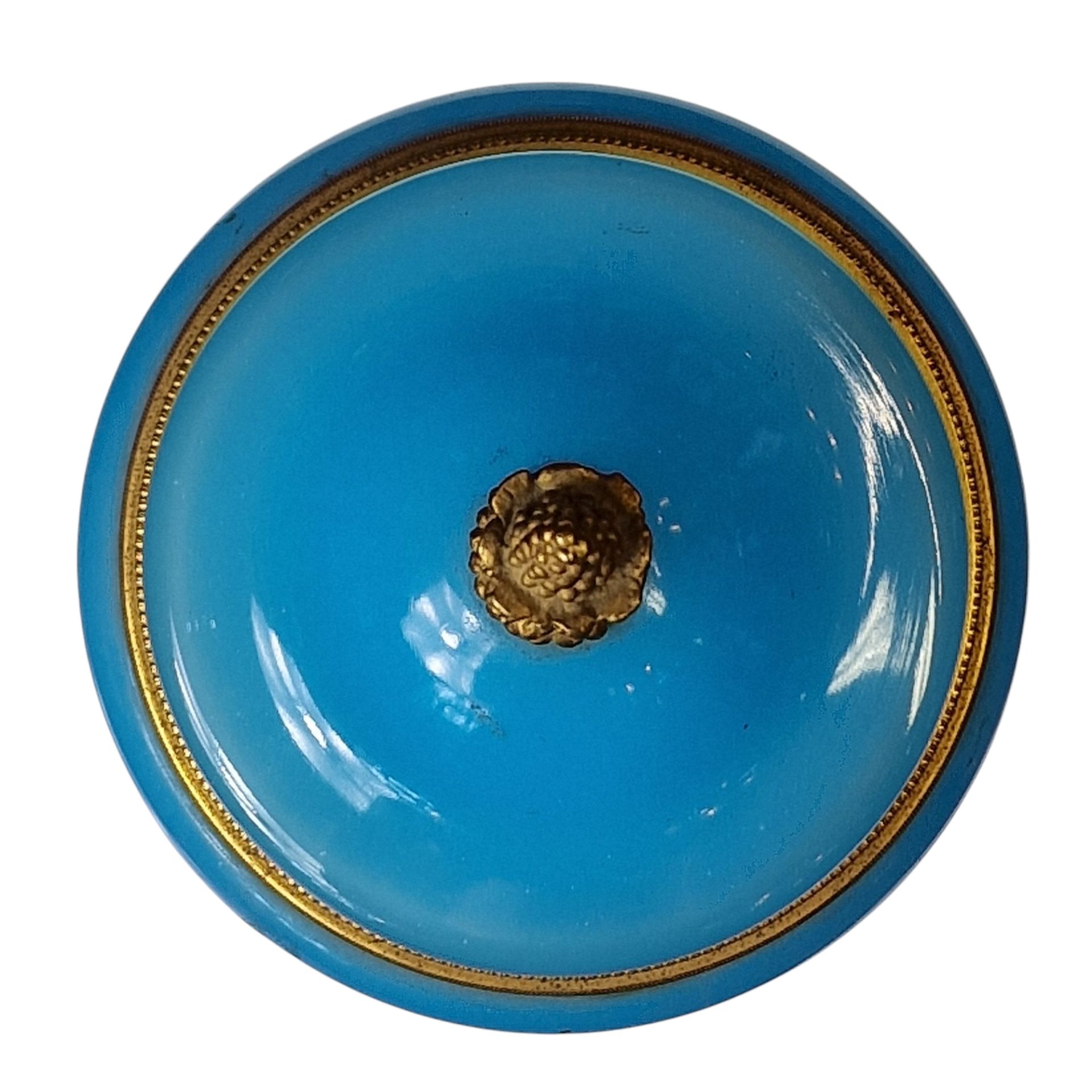 Pote decorativo azul com base dourada – Made in Italy