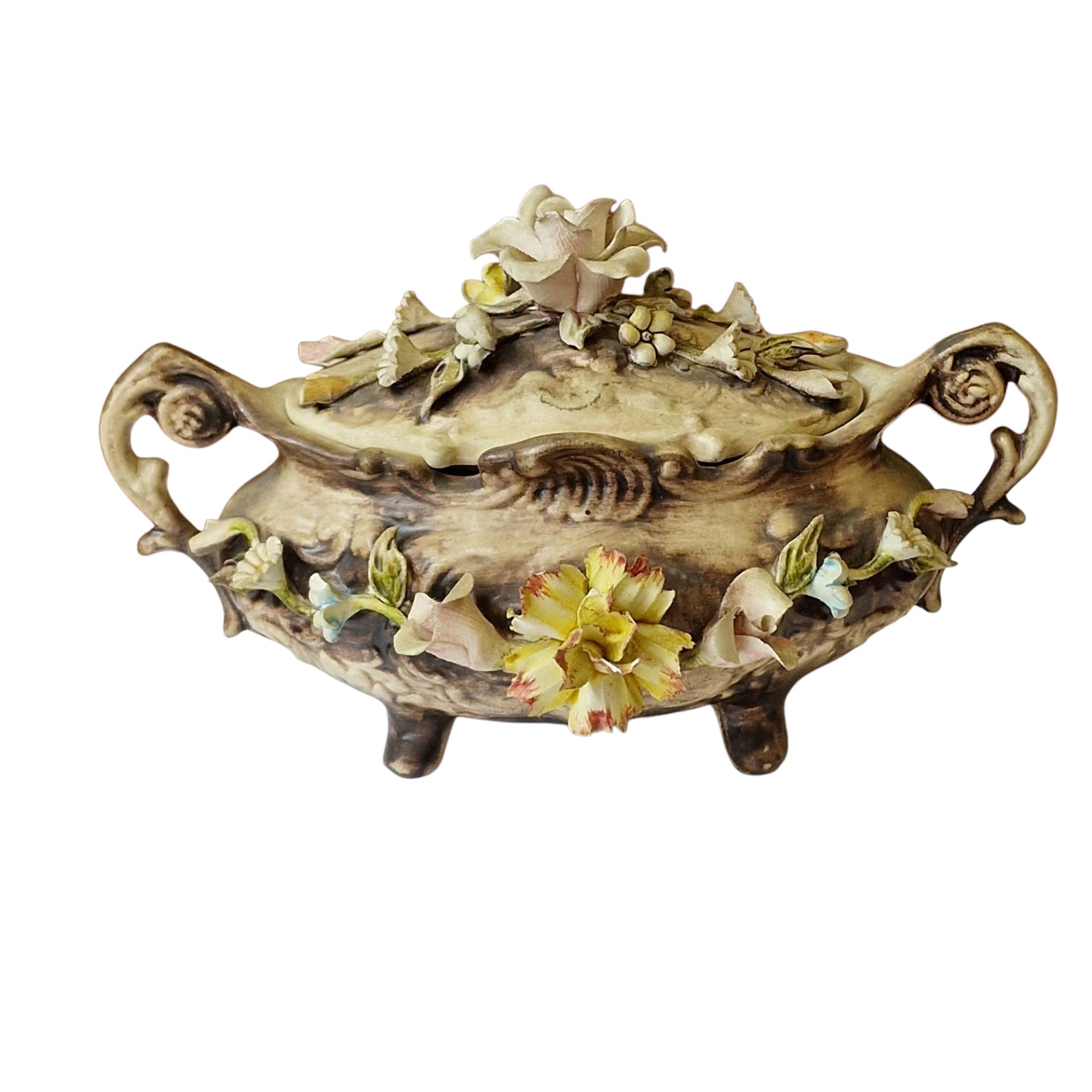 Sopeira Capodimonte com Flores Esculpidas - Itália