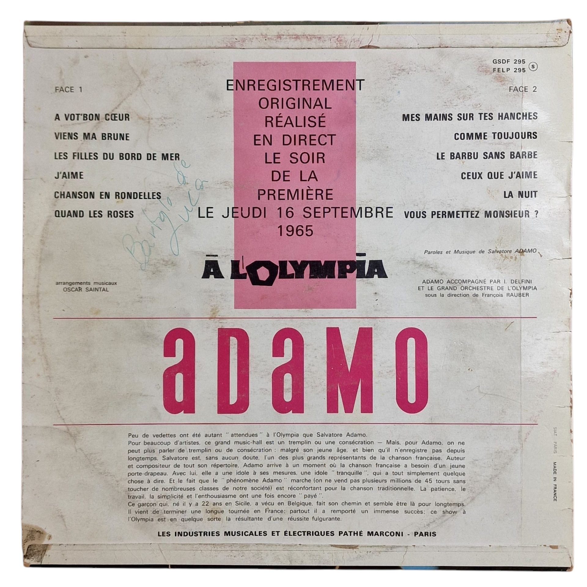 Adamo à l'Olympia - Salvatore Adamo (1965)