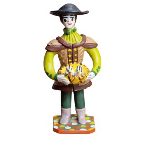Boneco de Estremoz em Barro Policromado com Cesto de Pássaros