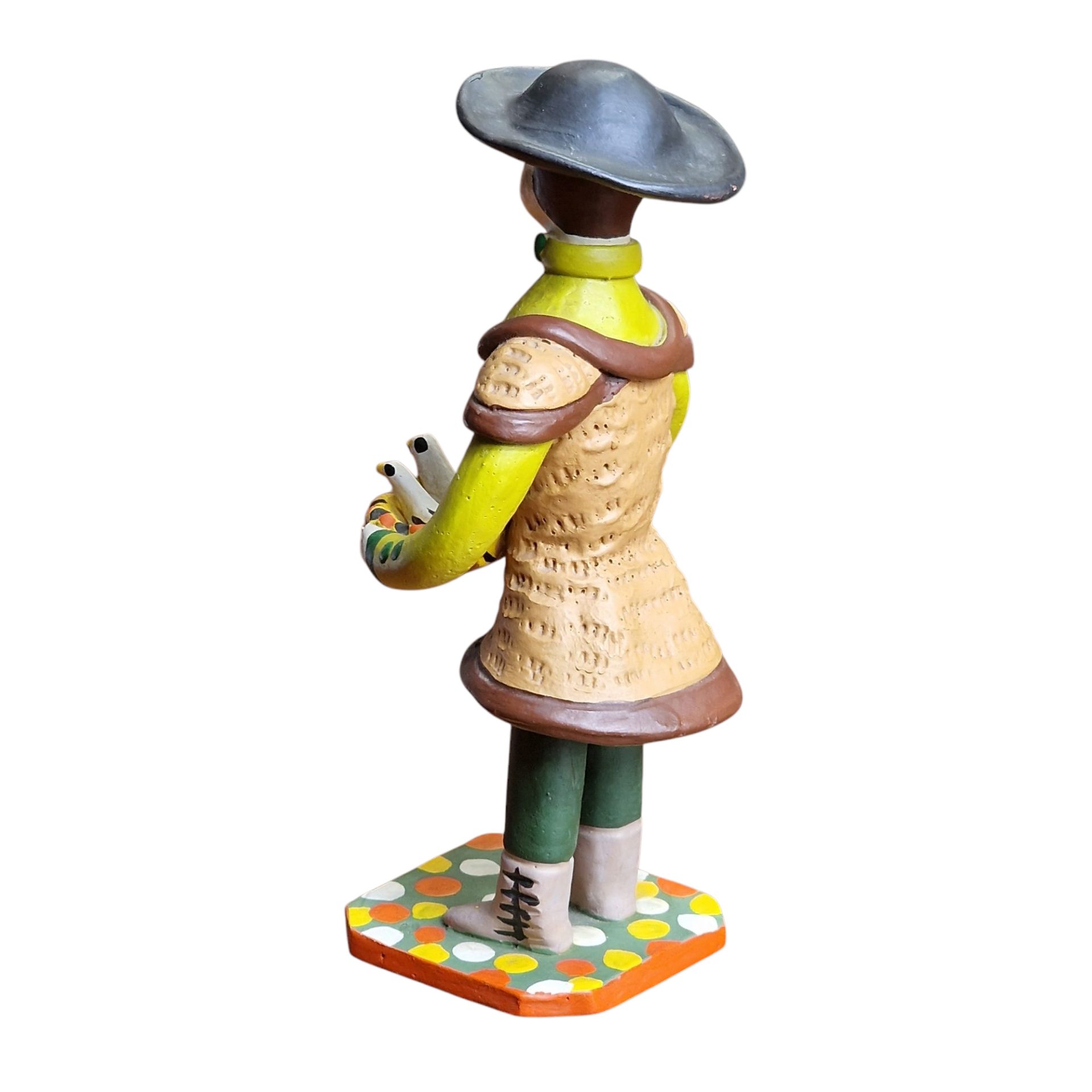 Boneco de Estremoz em Barro Policromado com Cesto de Pássaros