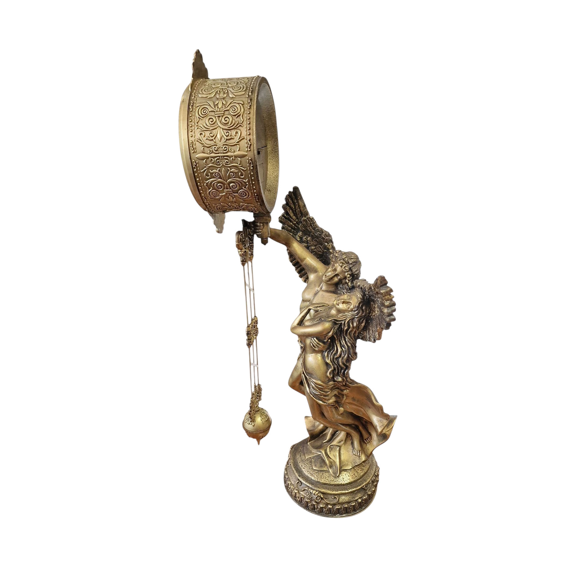 Relógio de Pêndulo com Escultura de Anjos – Estilo Clássico Dourado