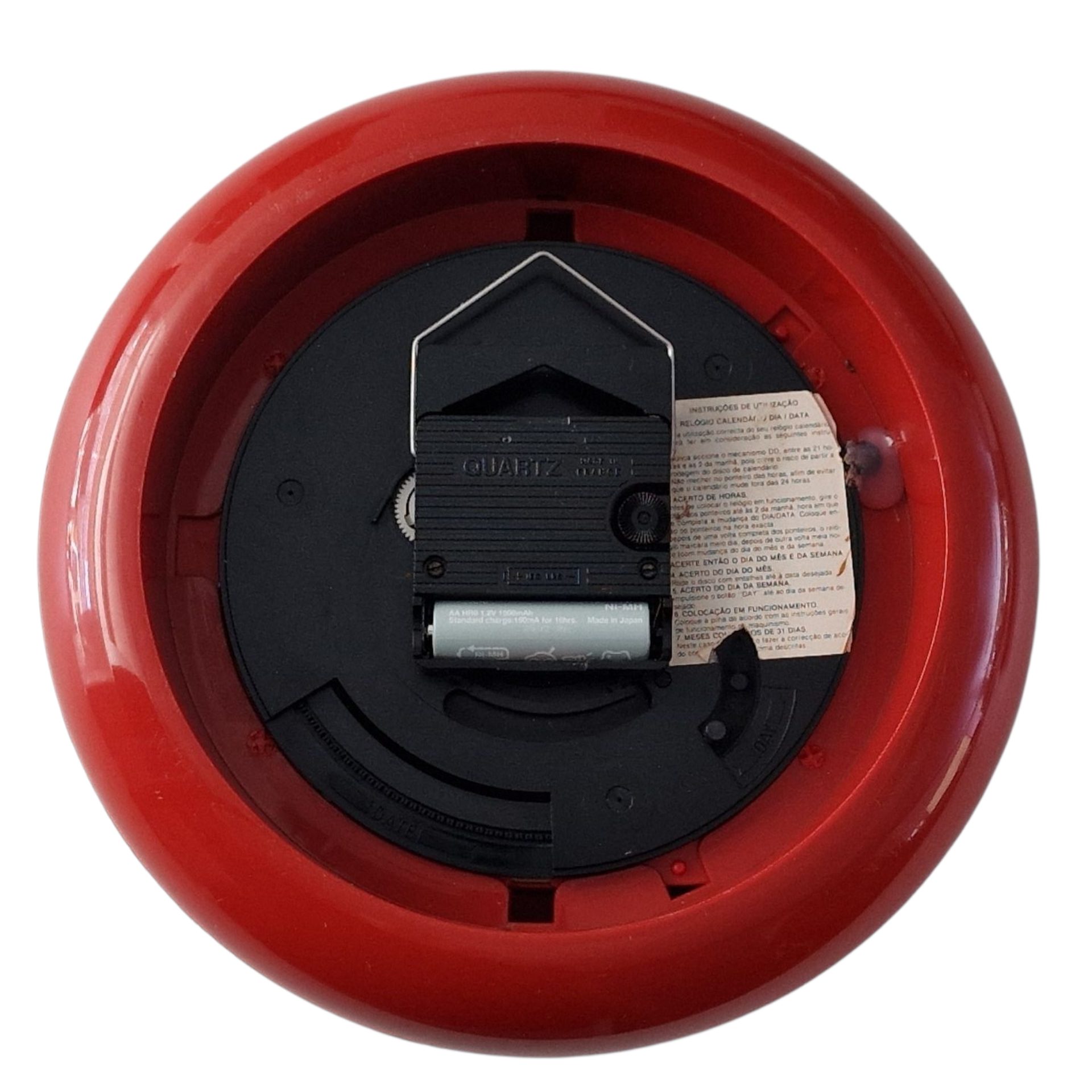 Relógio de Parede Vintage Timex Quartz Vermelho com Calendário – Made in France