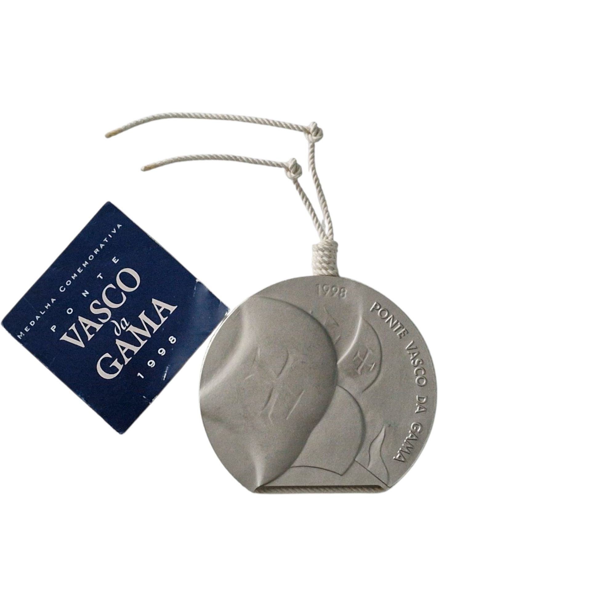 Medalha Comemorativa Ponte Vasco da Gama 1998 em Bronze – INCM, José Aurélio, com Bolsa e Folheto – Como Nova