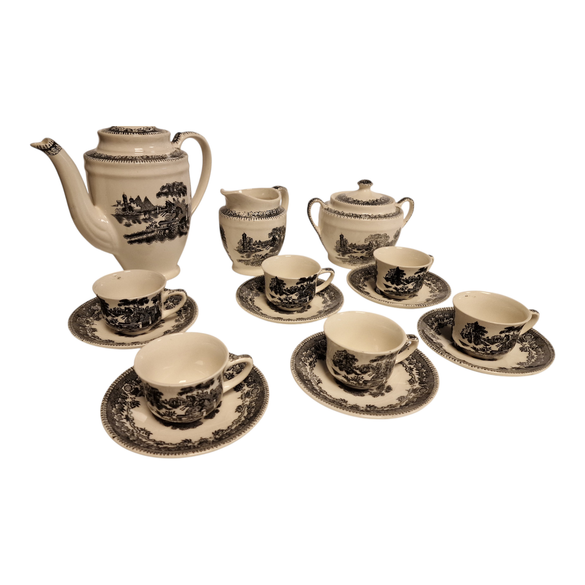 Serviço de Café Sacavém – Modelo 336 Preto – 9 Peças na Caixa Original