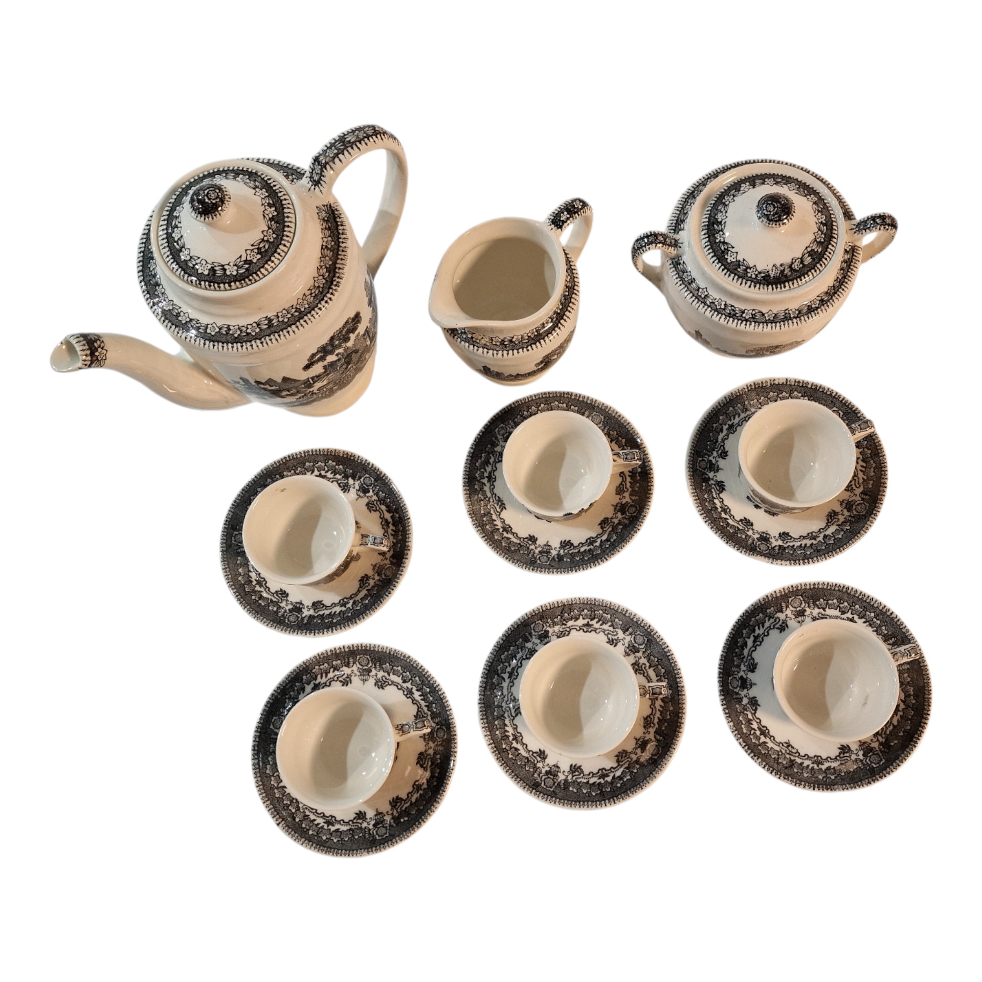 Serviço de Café Sacavém – Modelo 336 Preto – 9 Peças na Caixa Original