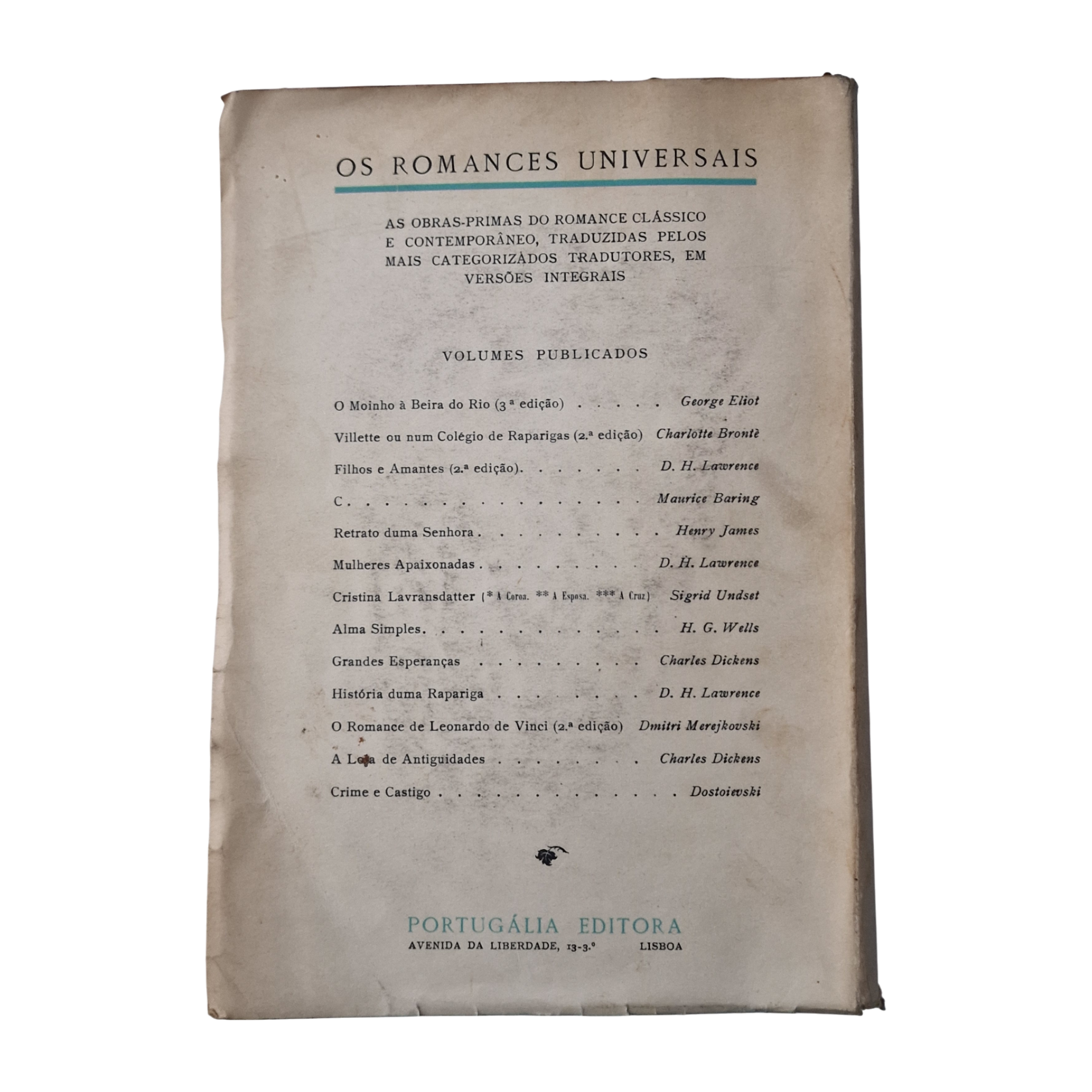 O Moinho à Beira do Rio, George Eliot - Livro 1 a 7, 3.ª Edição – Portugália Editora, Lisboa