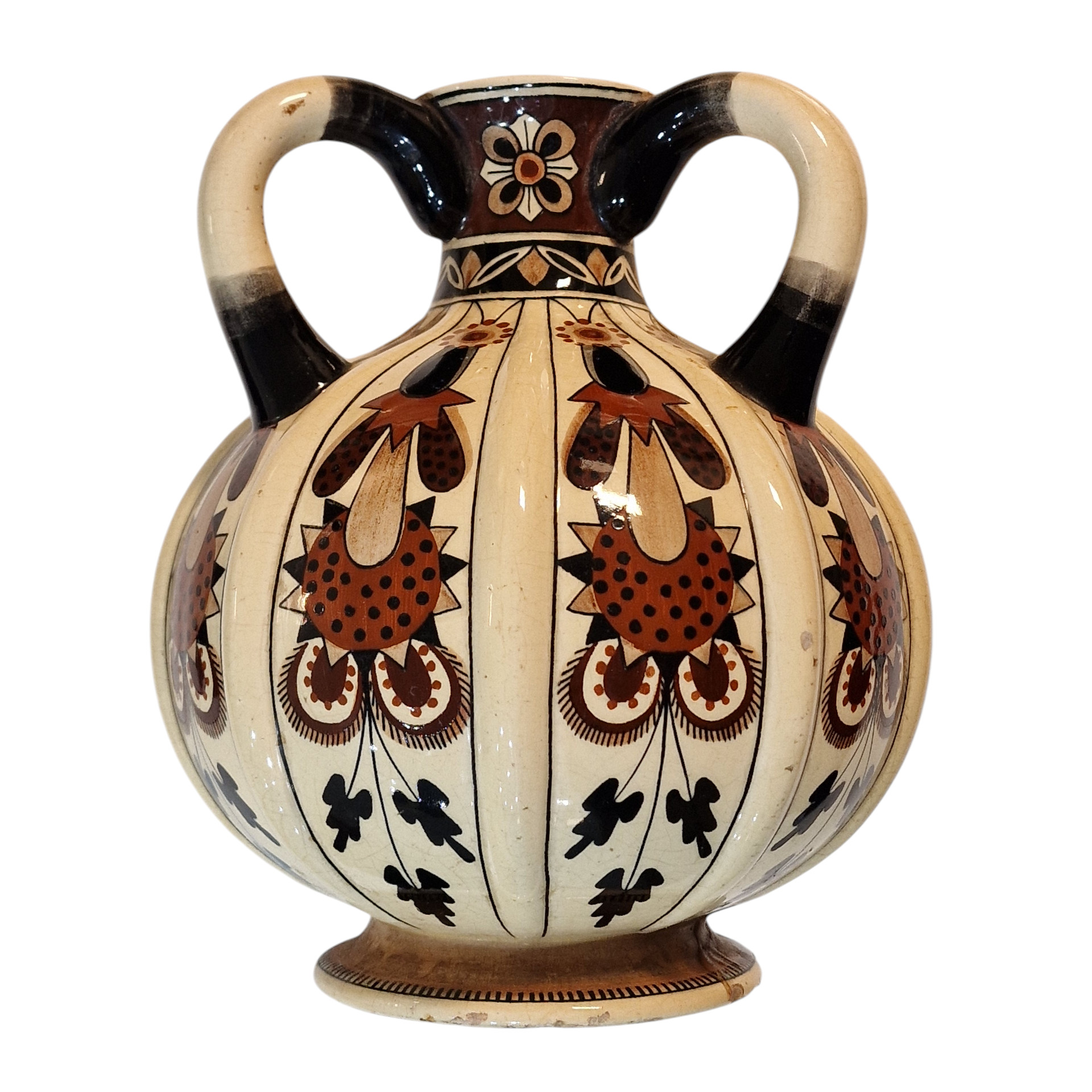 Jarra Aleluia de Três Asas em Cerâmica Decorada - Fábrica Aleluia de Aveiro